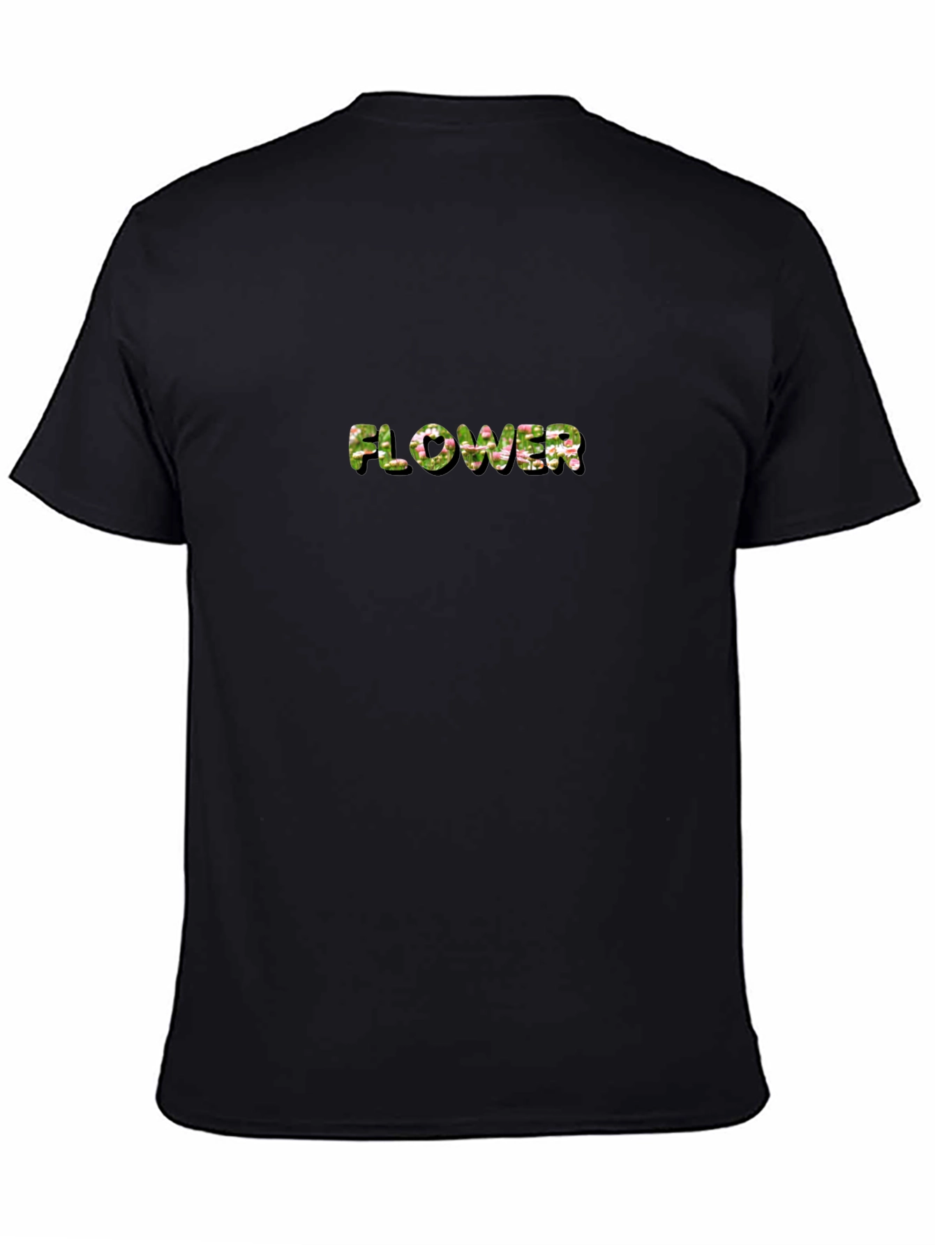 Floral Lettered Black T-Shirt