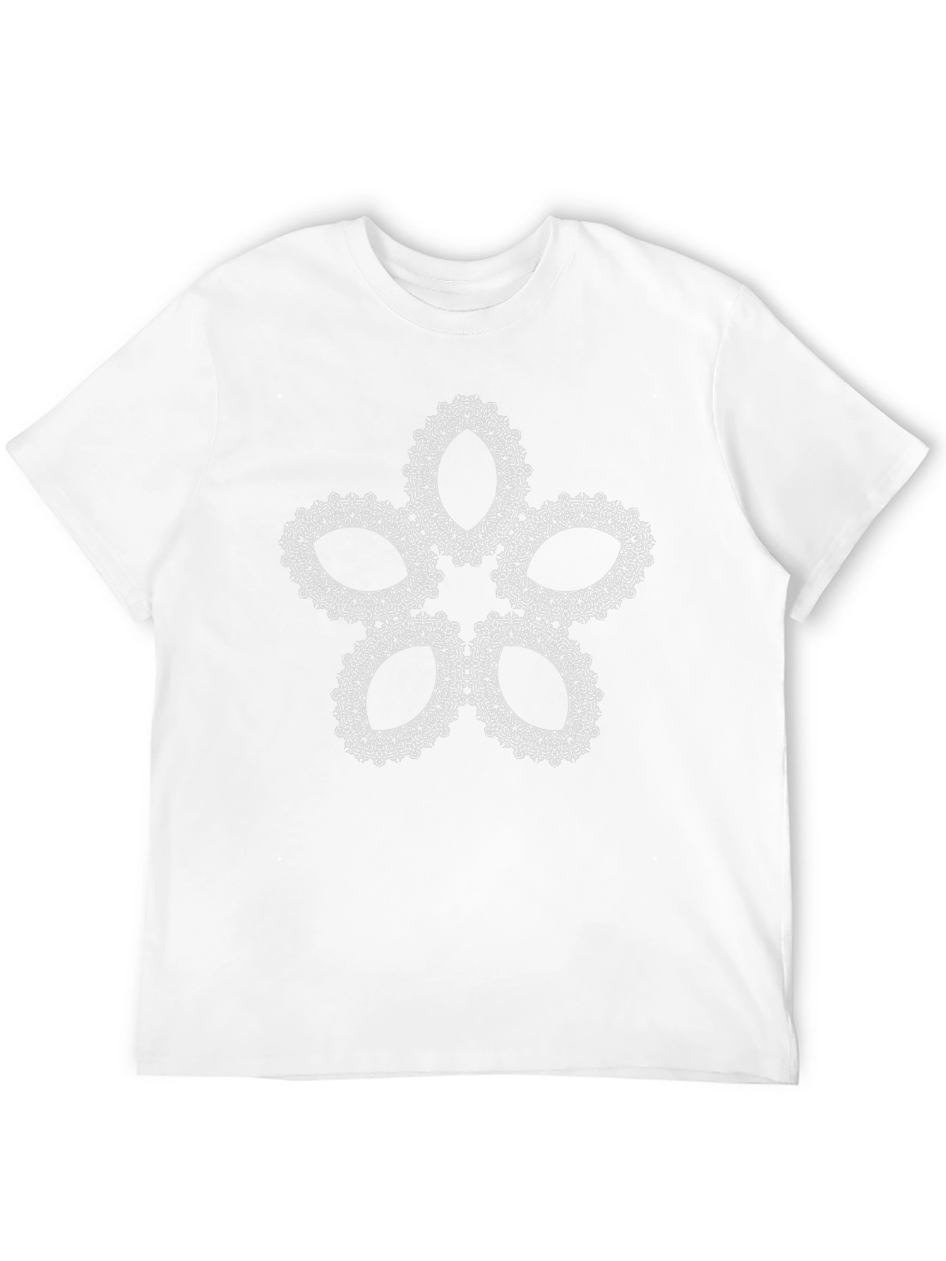 Black T-Shirt with Floral Mandala Design