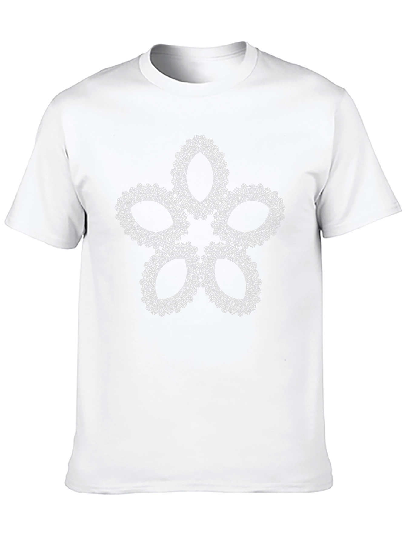 Black T-Shirt with Floral Mandala Design