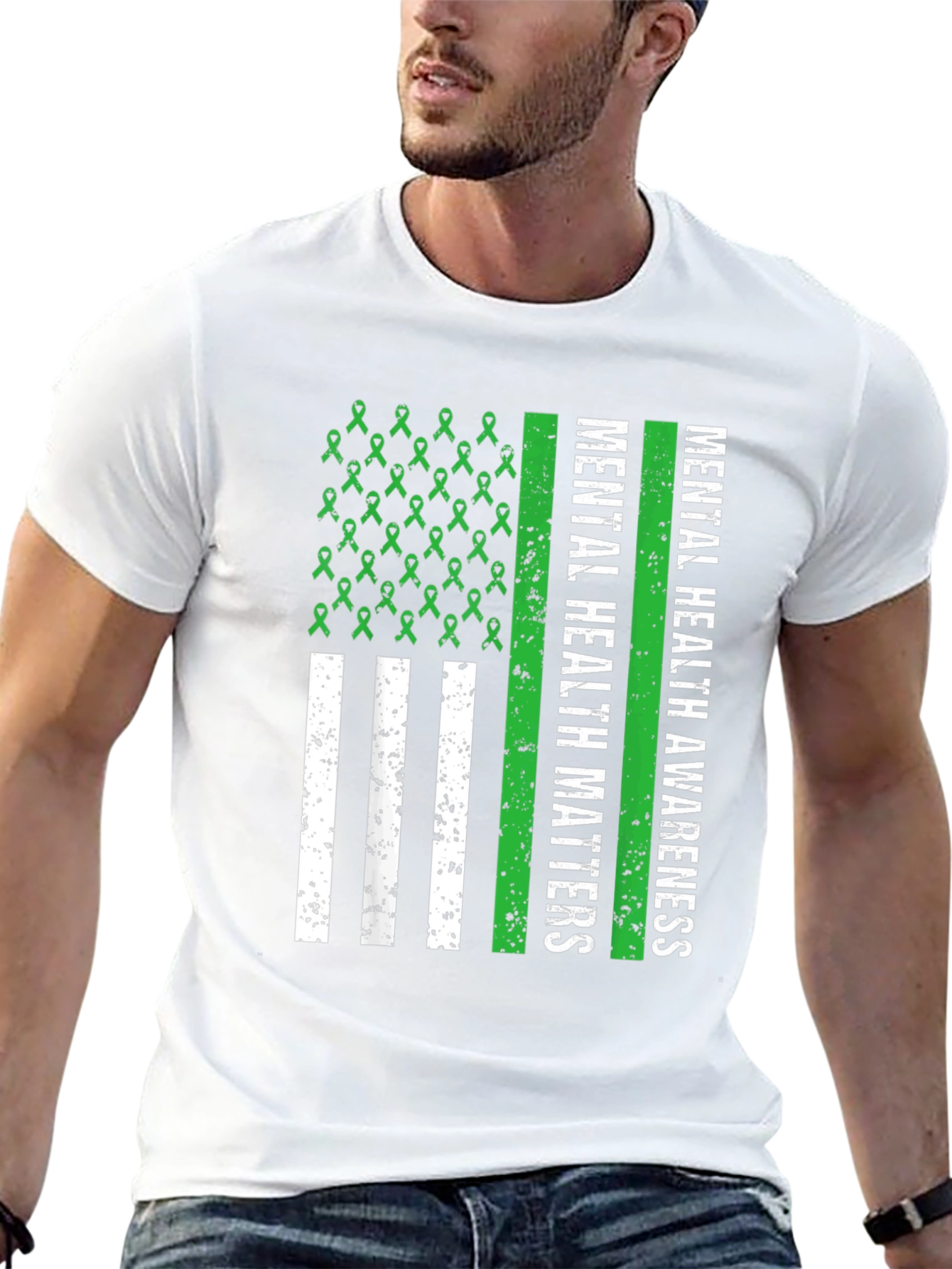Mental Health Awareness Ribbon Flag Tee