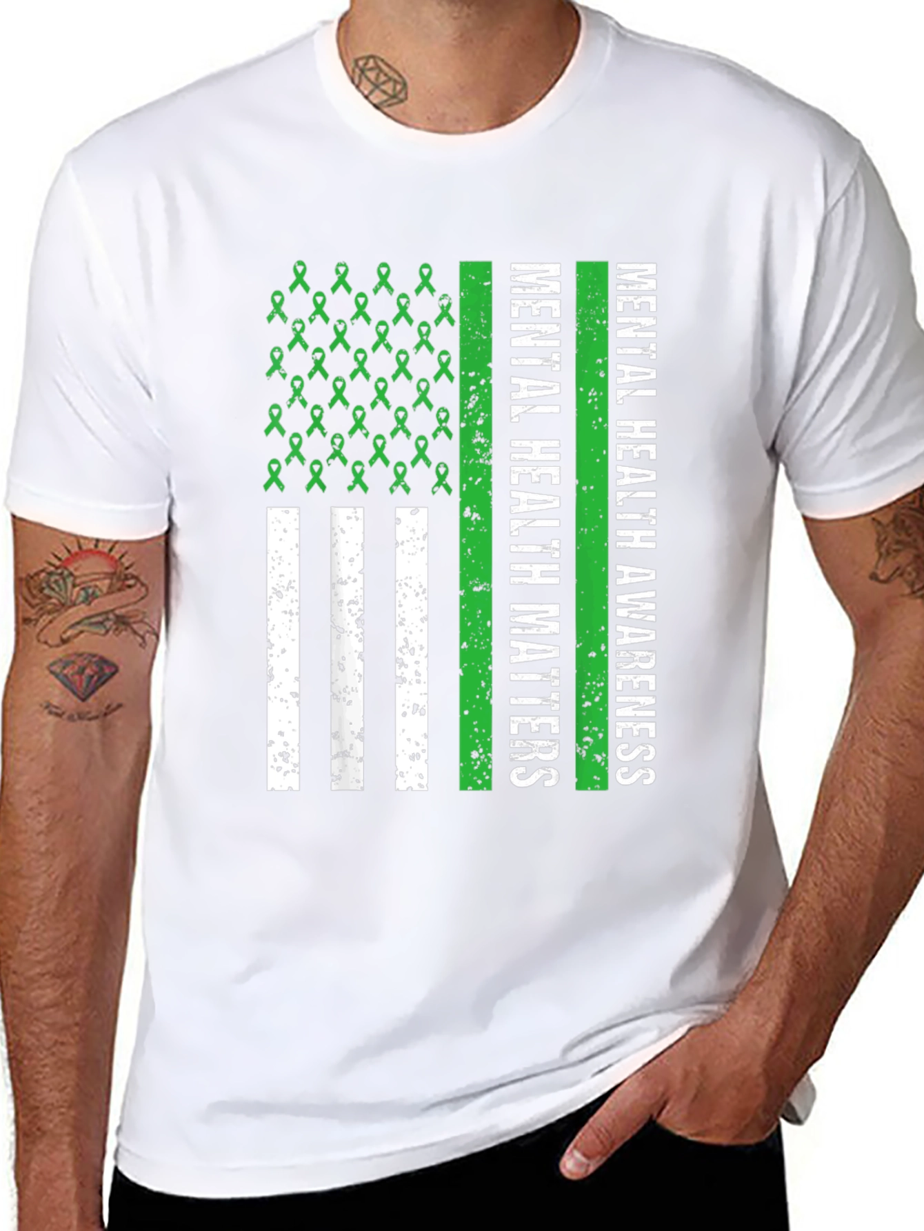 Mental Health Awareness Ribbon Flag Tee