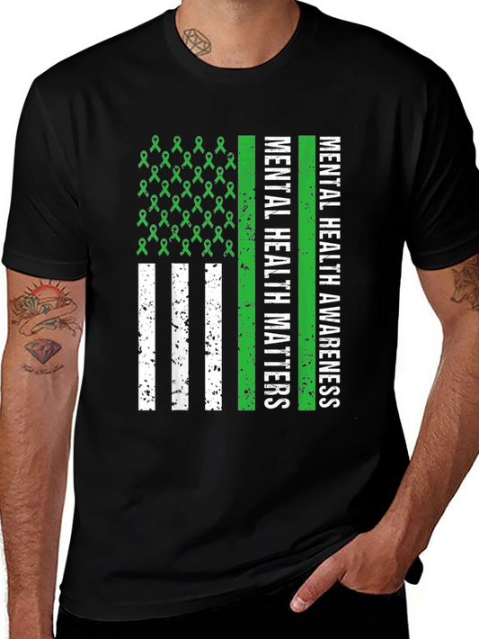 Mental Health Awareness Ribbon Flag Tee