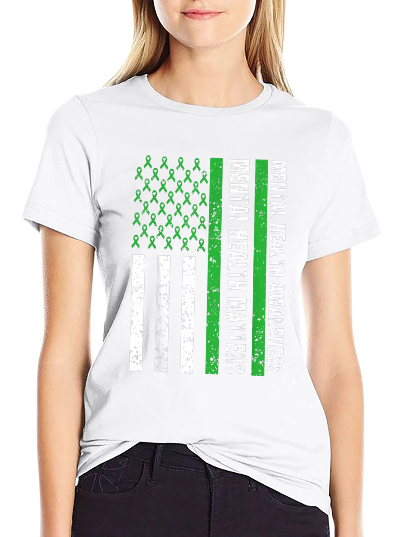 Mental Health Awareness Ribbon Flag Tee
