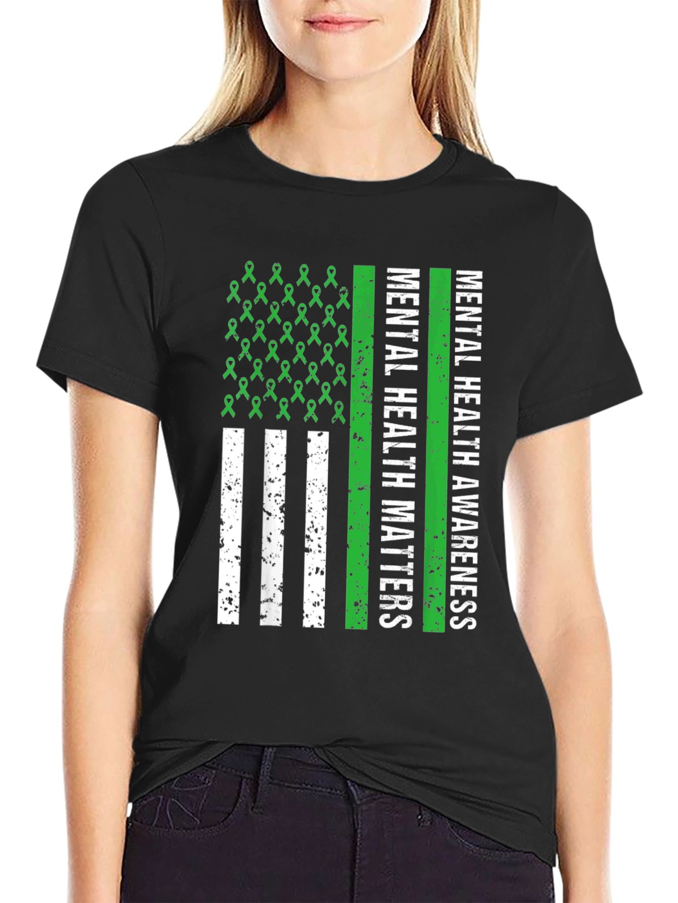 Mental Health Awareness Ribbon Flag Tee