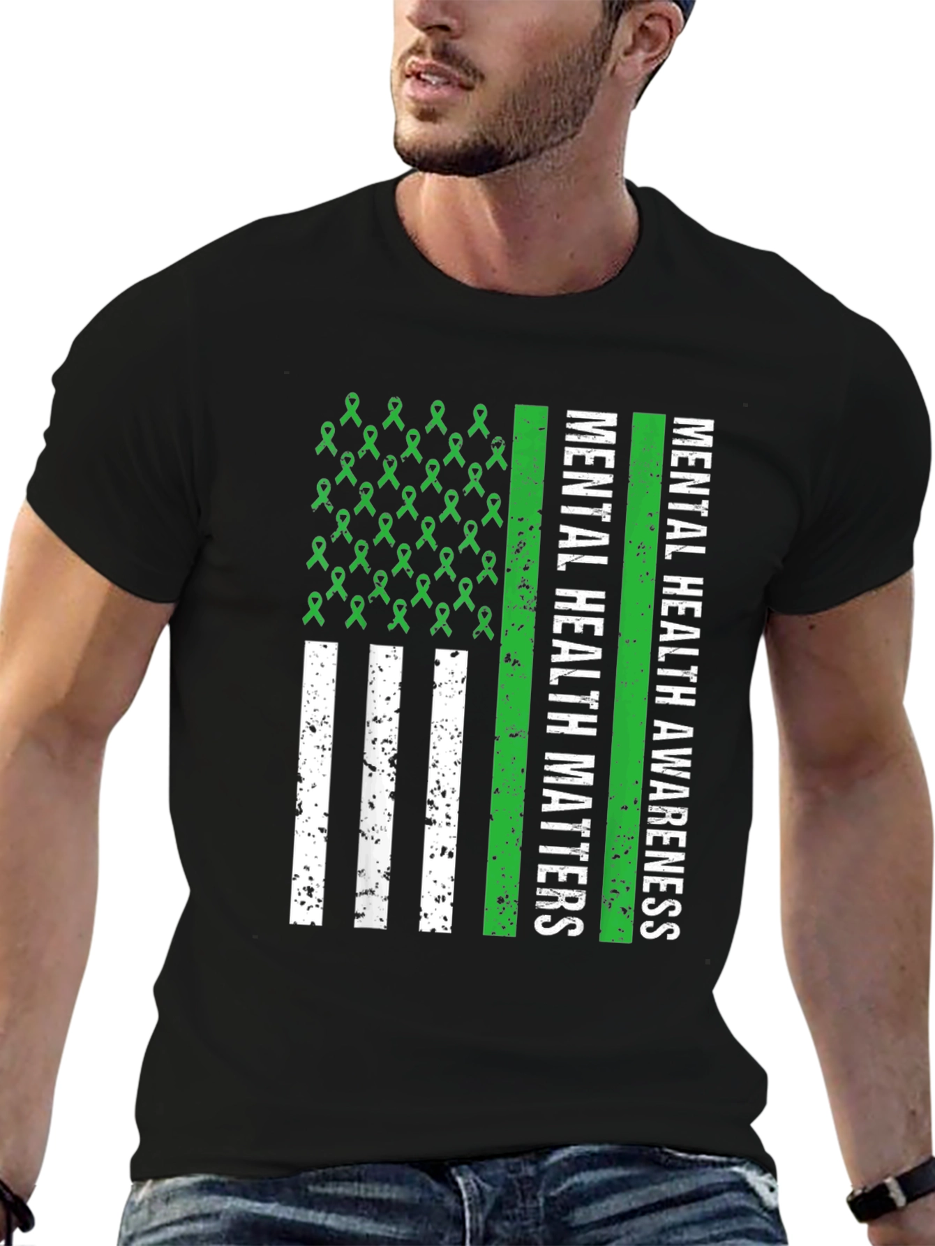 Mental Health Awareness Ribbon Flag Tee