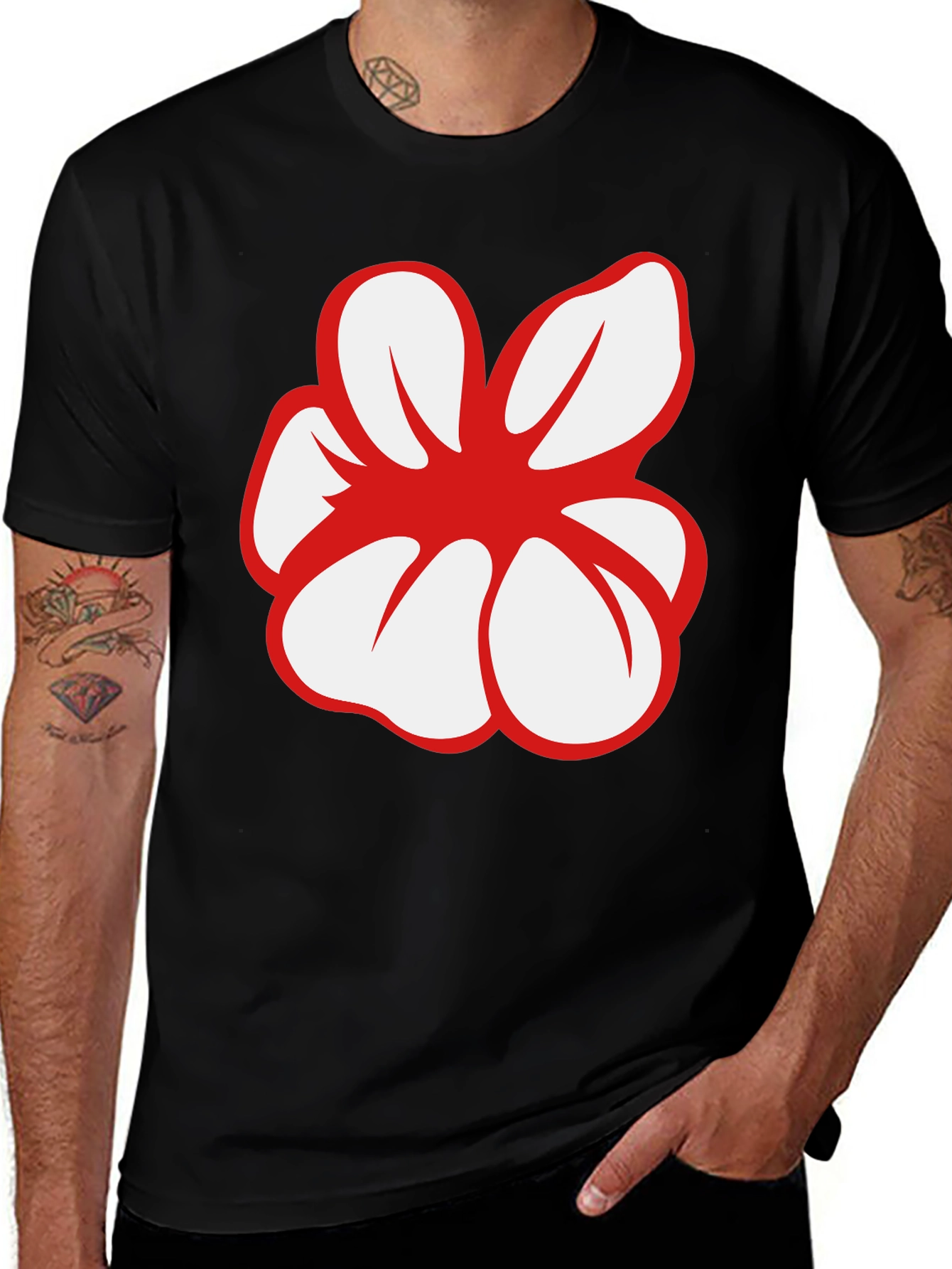 Bold Flower Graphic Black T-Shirt