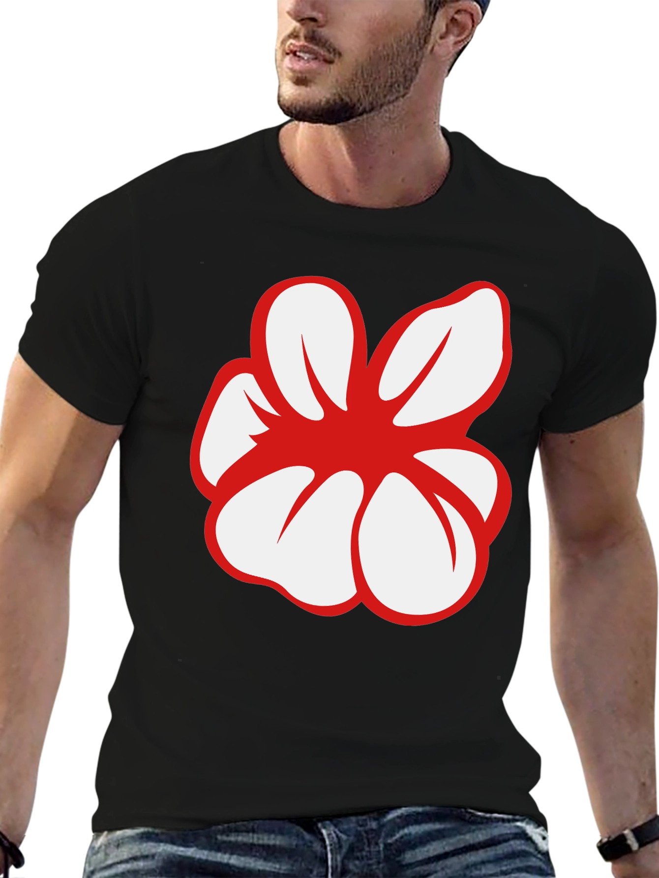 Bold Flower Graphic Black T-Shirt