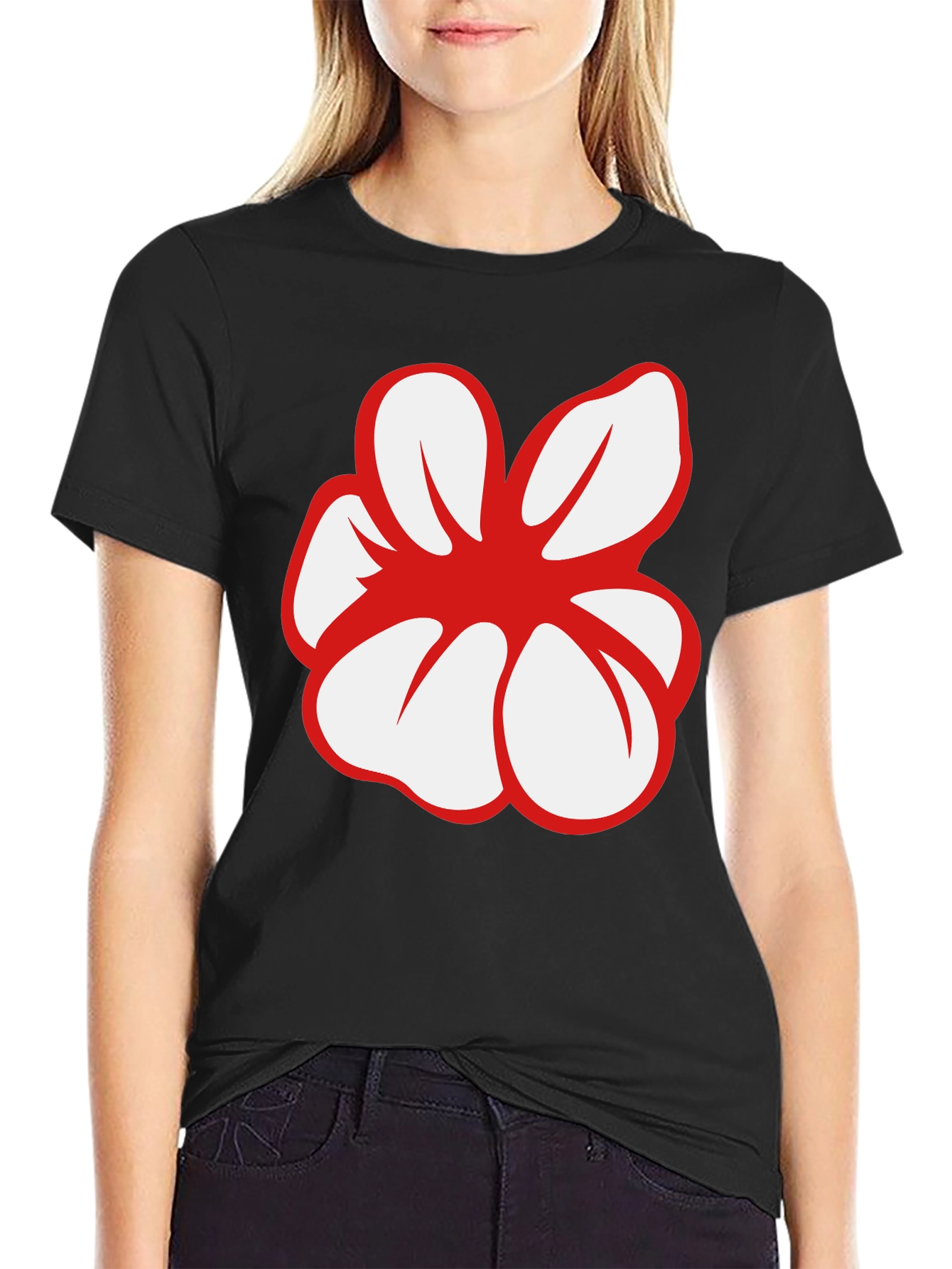 Bold Flower Graphic Black T-Shirt