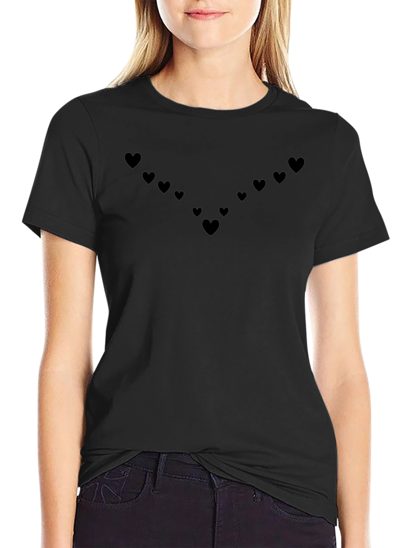 Heart Pattern V-Neck Tee