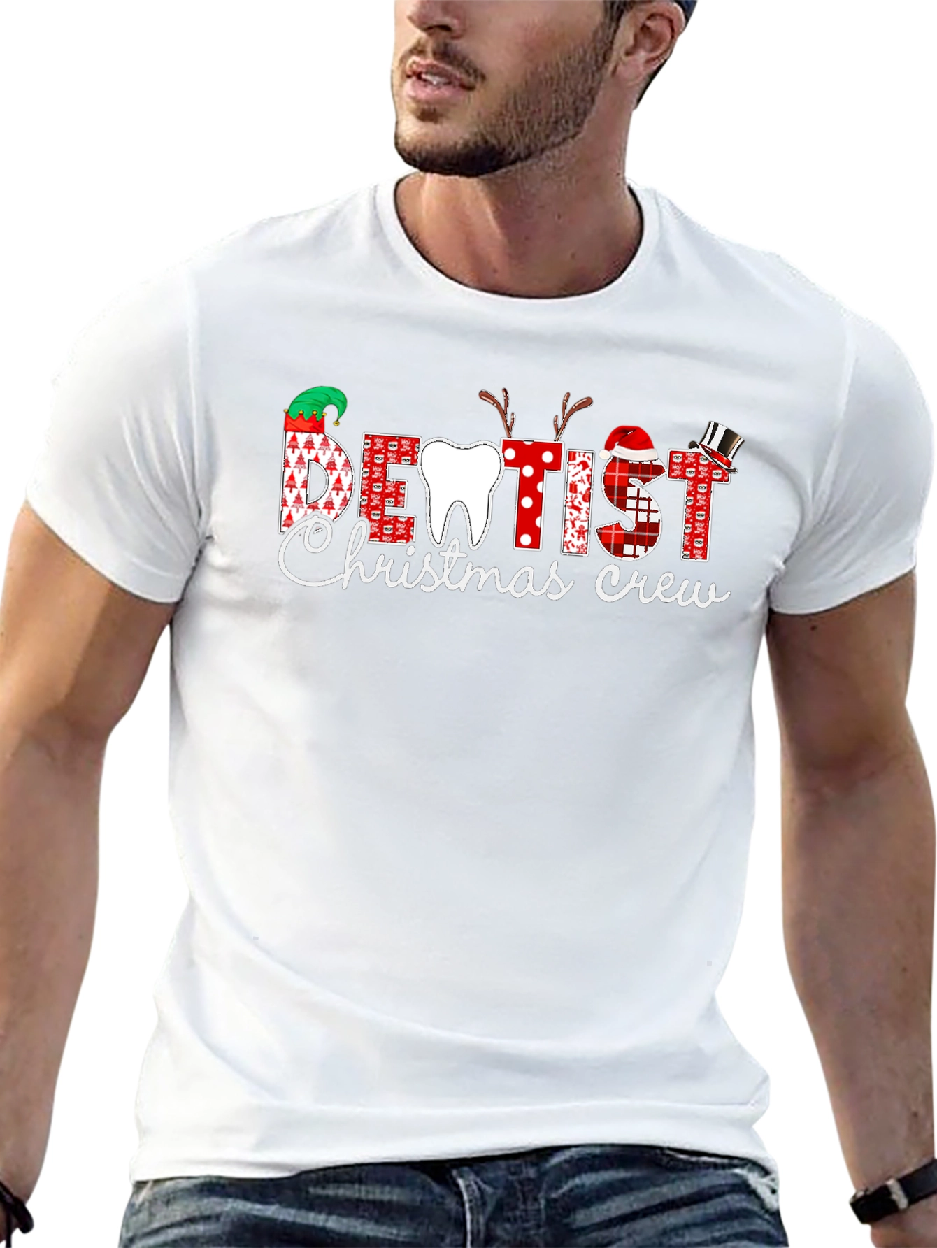 Dentist Christmas Crew T-Shirt - Holiday Dental Apparel