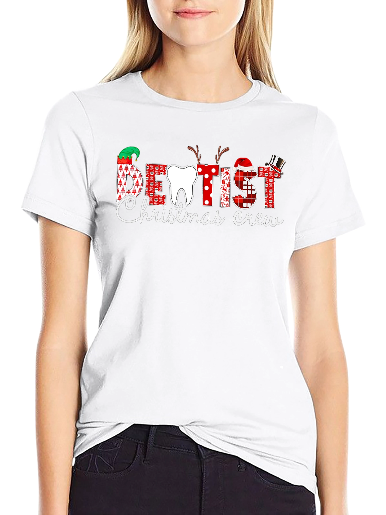 Dentist Christmas Crew T-Shirt - Holiday Dental Apparel