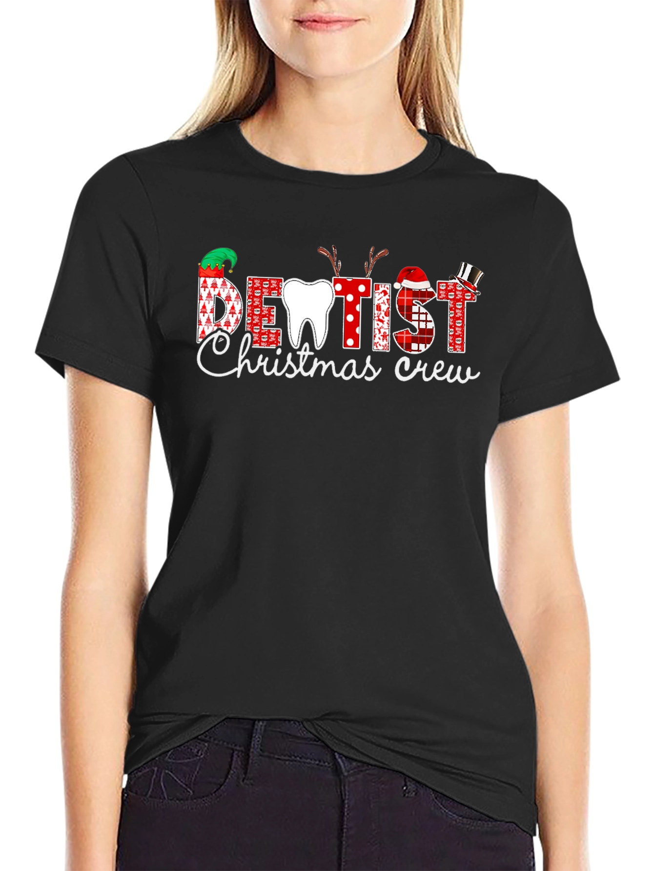 Dentist Christmas Crew T-Shirt - Holiday Dental Apparel