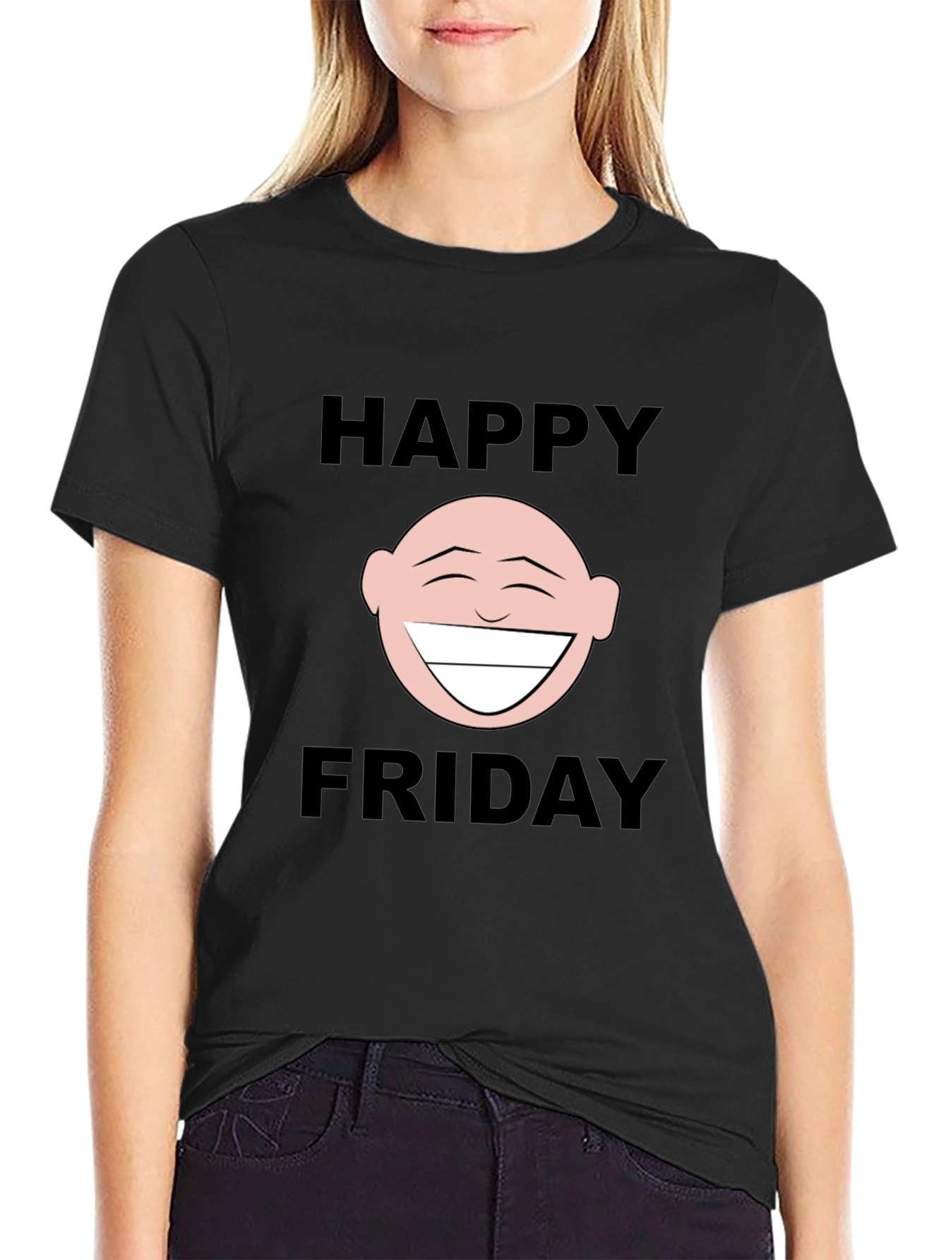 Happy Friday Graphic T-Shirt - Black Cotton Tee