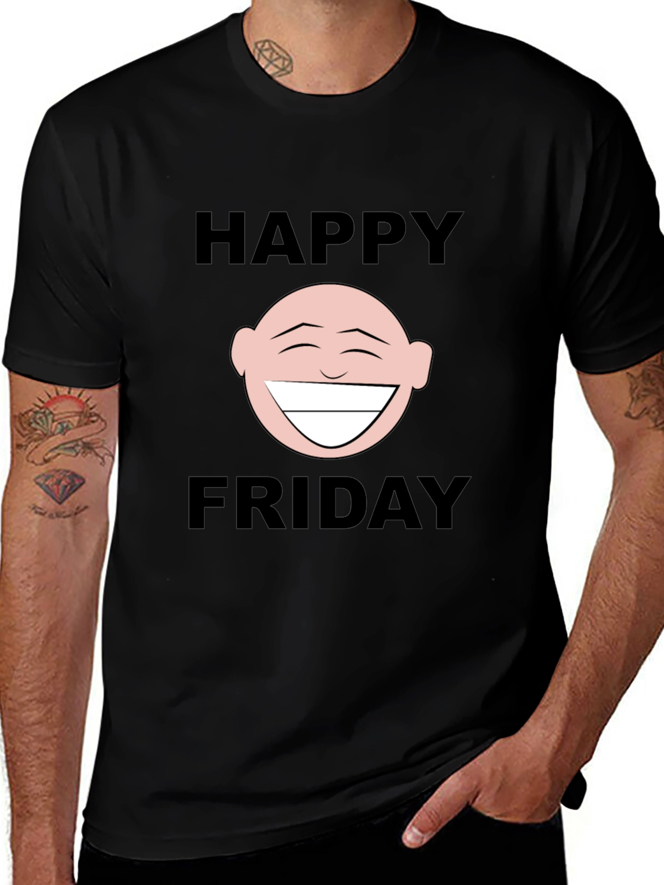 Happy Friday Graphic T-Shirt - Black Cotton Tee