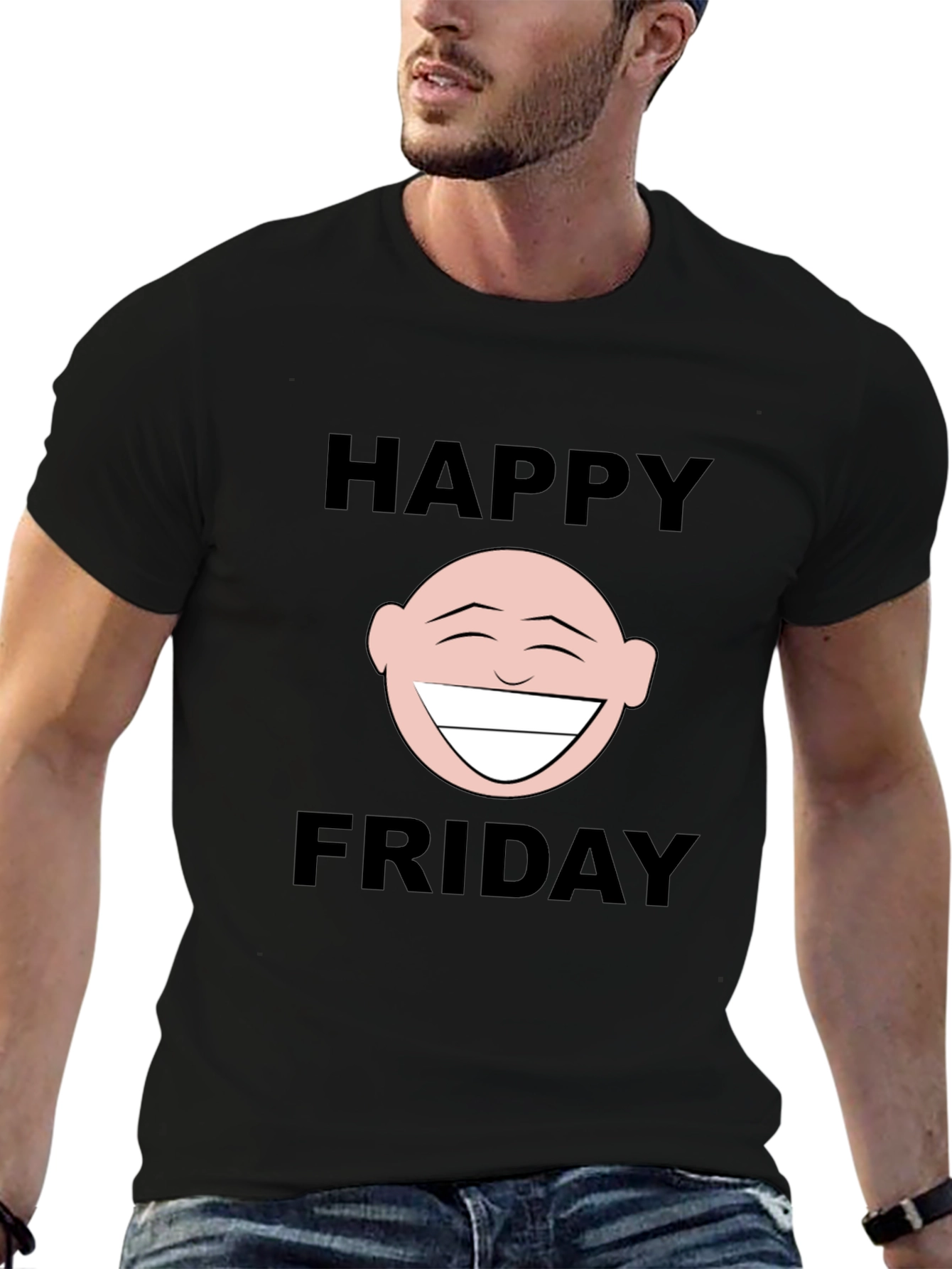 Happy Friday Graphic T-Shirt - Black Cotton Tee