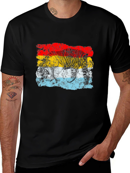 Retro Tiger Graphic Black T-Shirt