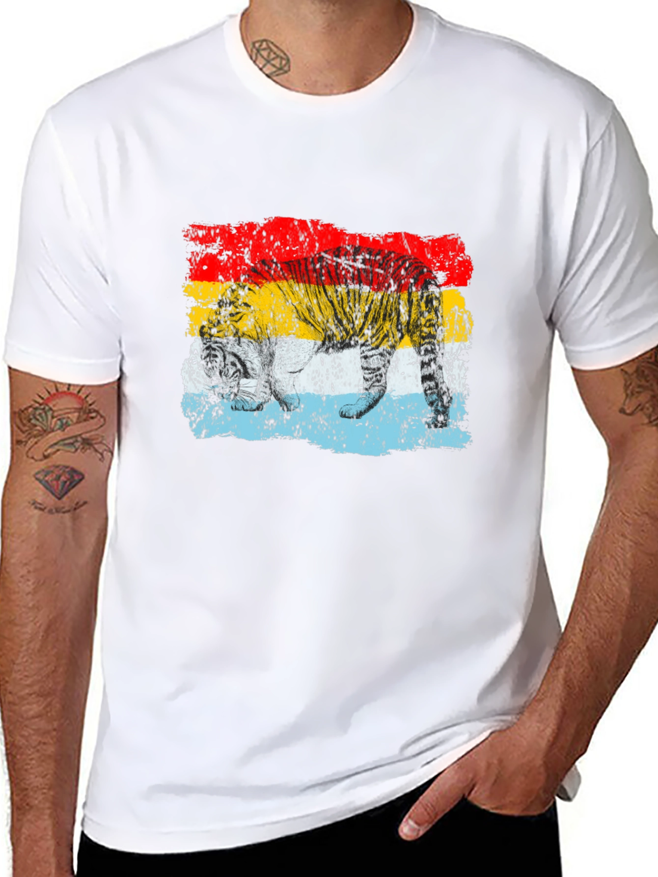 Retro Tiger Graphic Black T-Shirt