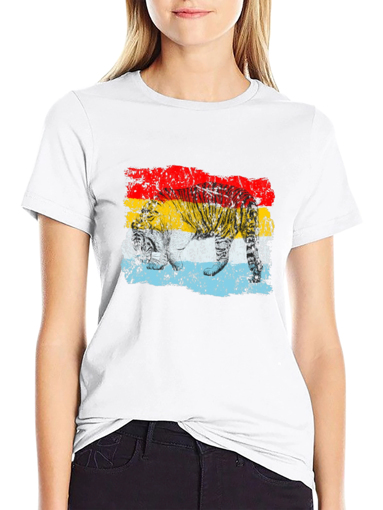Retro Tiger Graphic Black T-Shirt