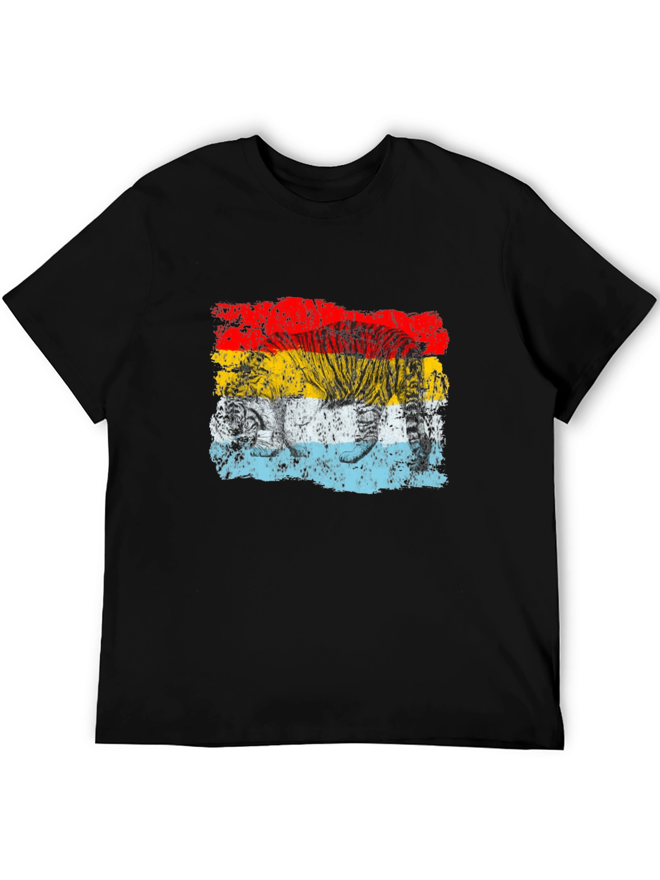 Retro Tiger Graphic Black T-Shirt