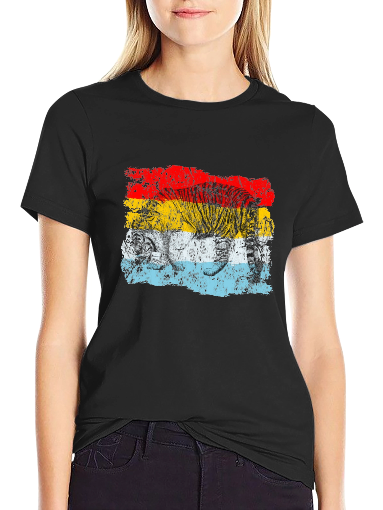 Retro Tiger Graphic Black T-Shirt
