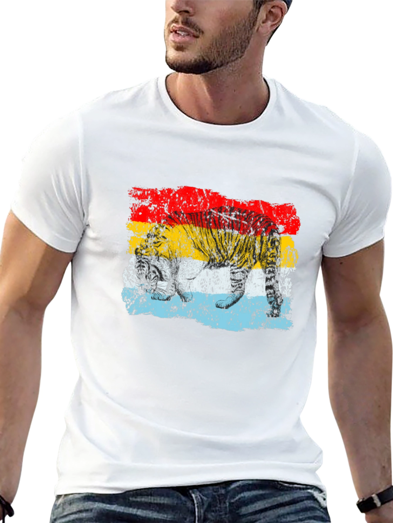 Retro Tiger Graphic Black T-Shirt