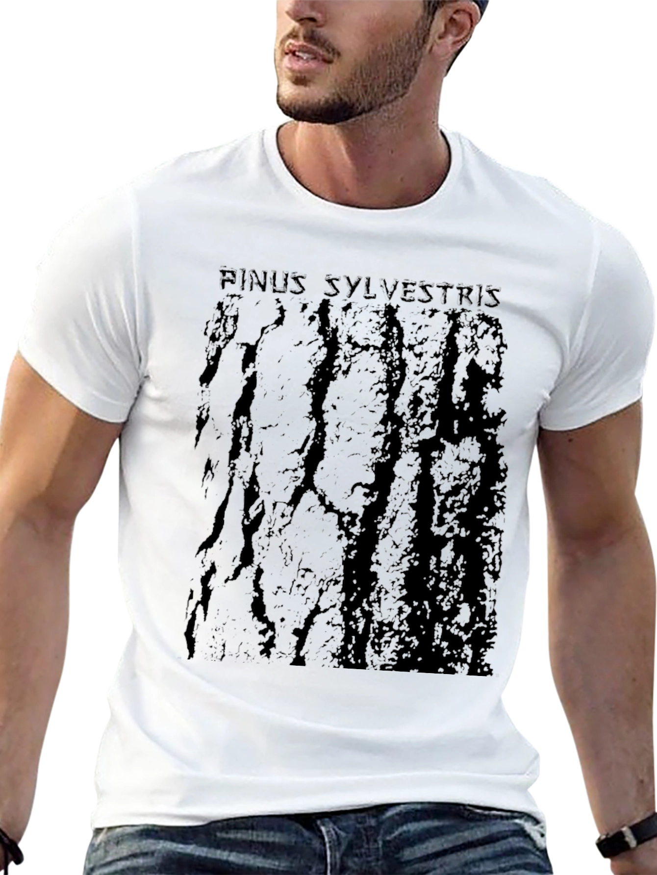 Pinus Sylvestris Tree Bark Black Graphic Tee