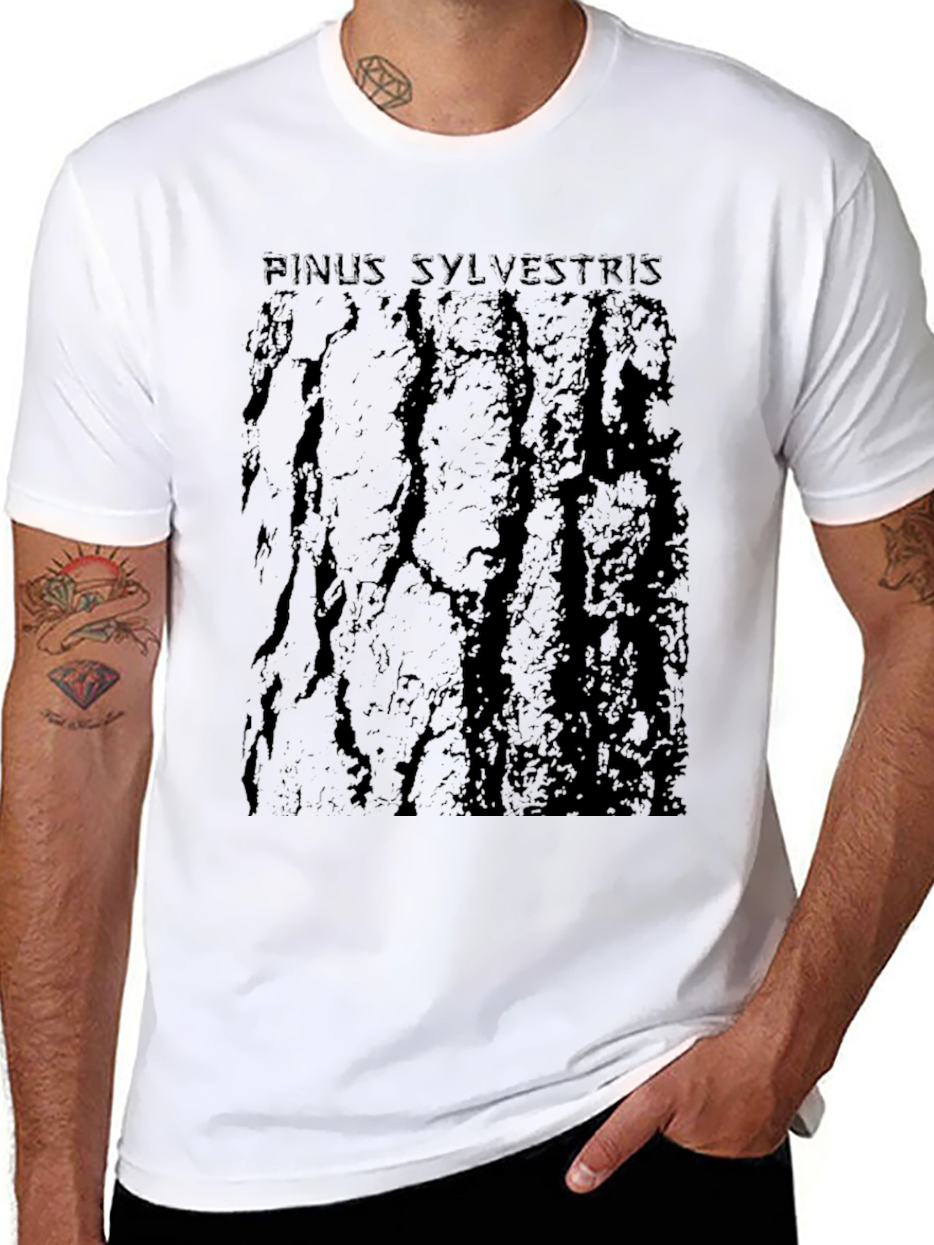 Pinus Sylvestris Tree Bark Black Graphic Tee