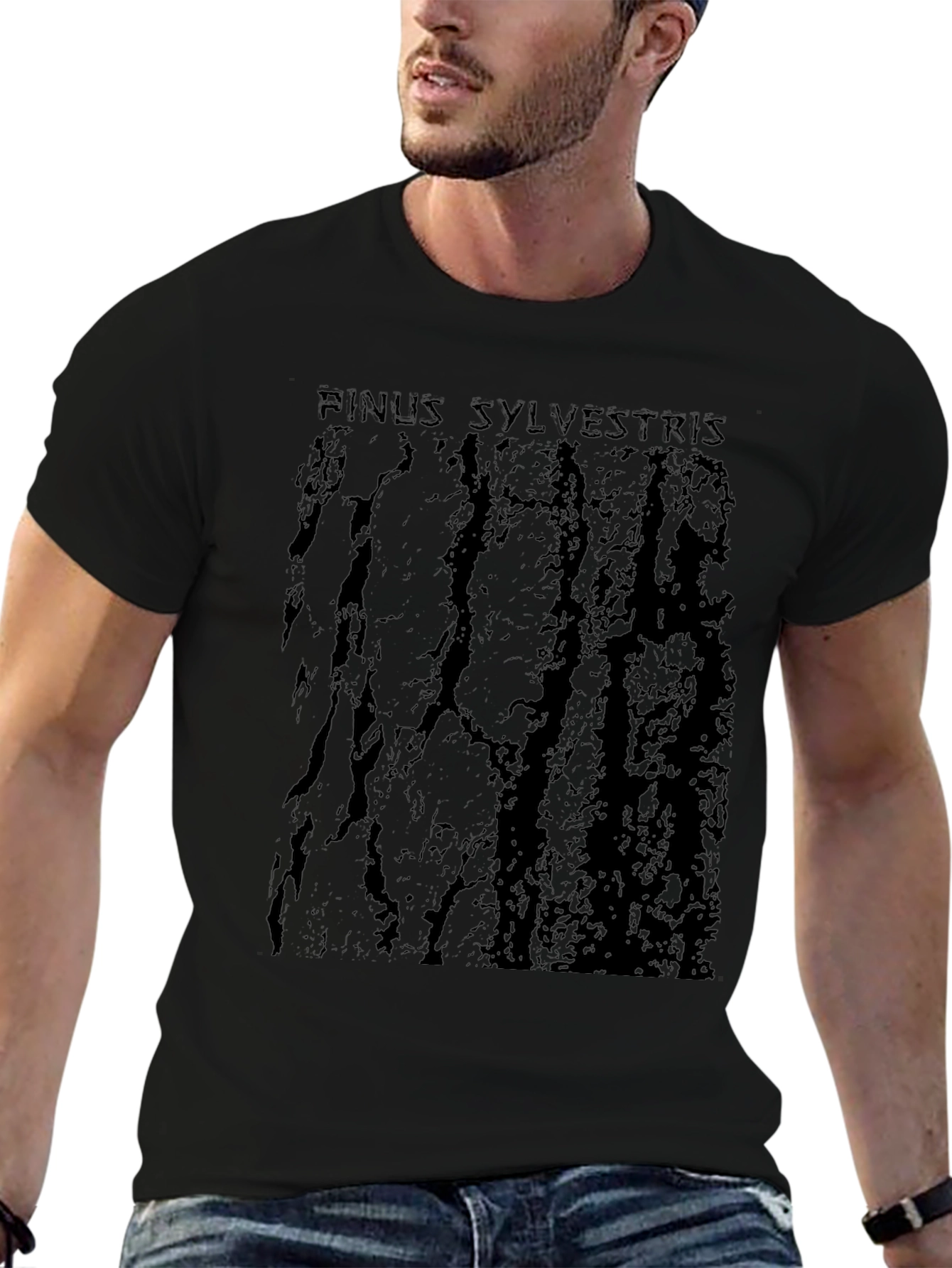 Pinus Sylvestris Tree Bark Black Graphic Tee