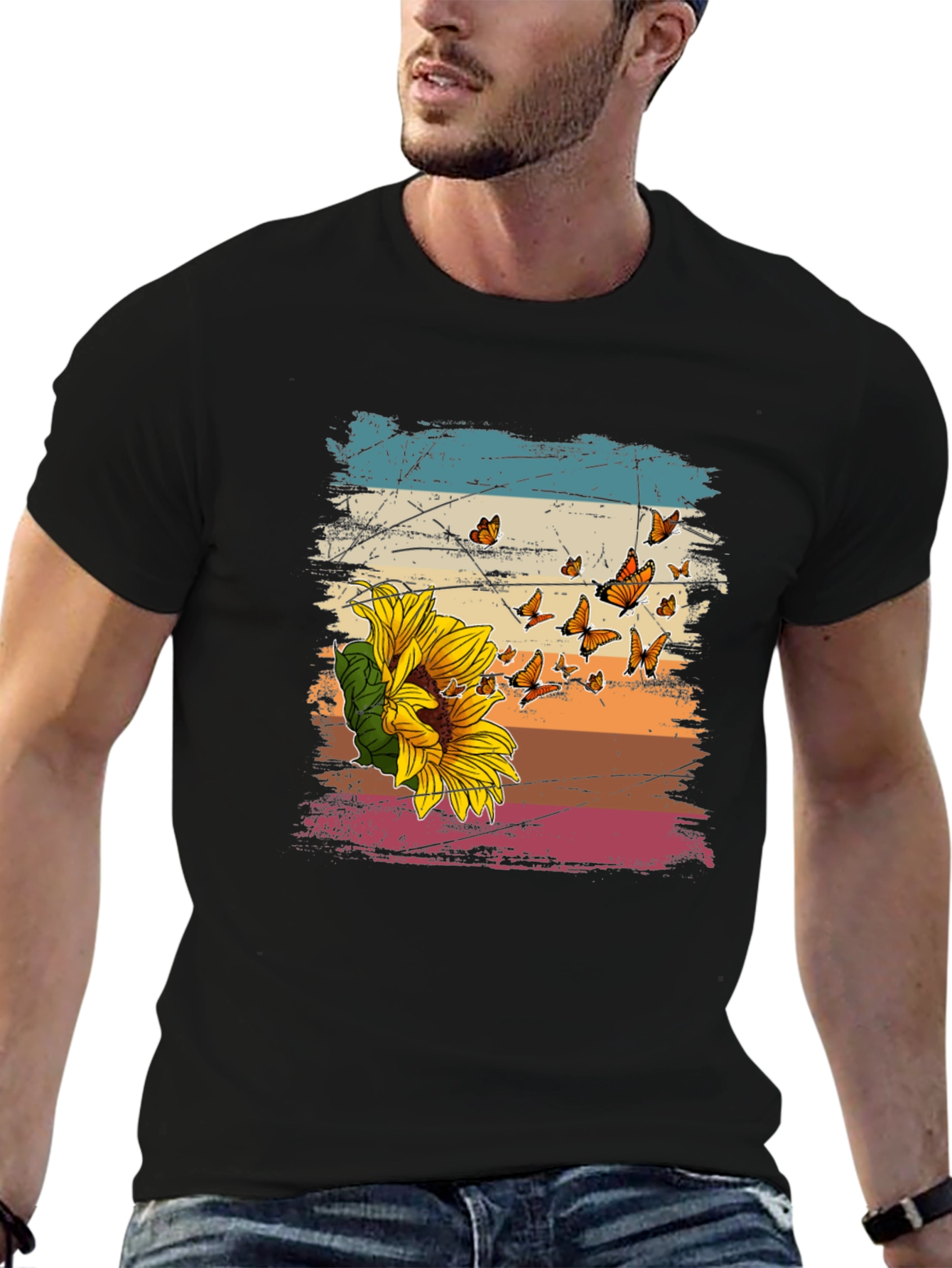 Sunflower Butterfly Graphic Tee