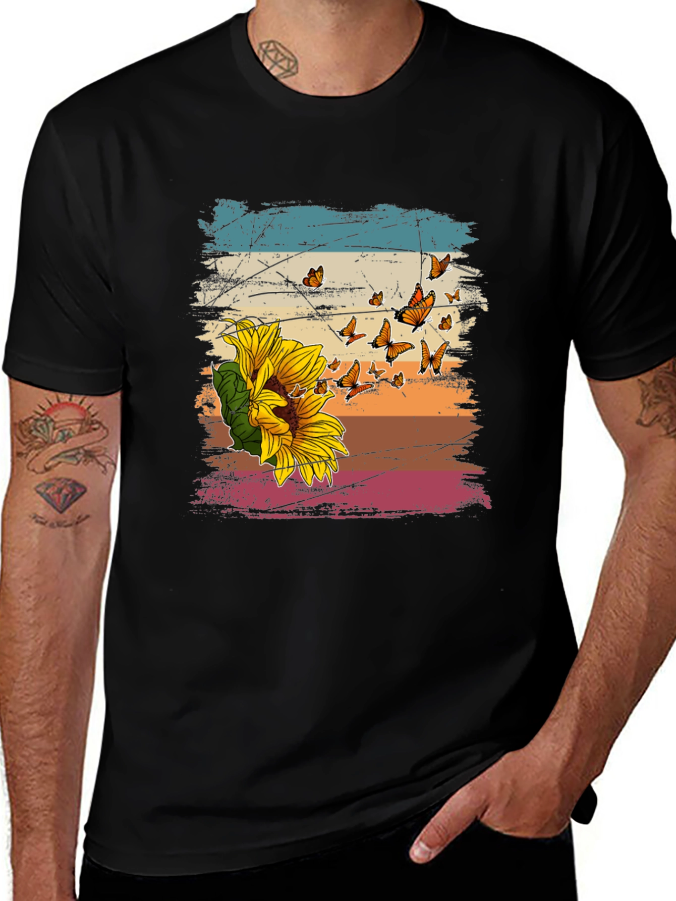 Sunflower Butterfly Graphic Tee