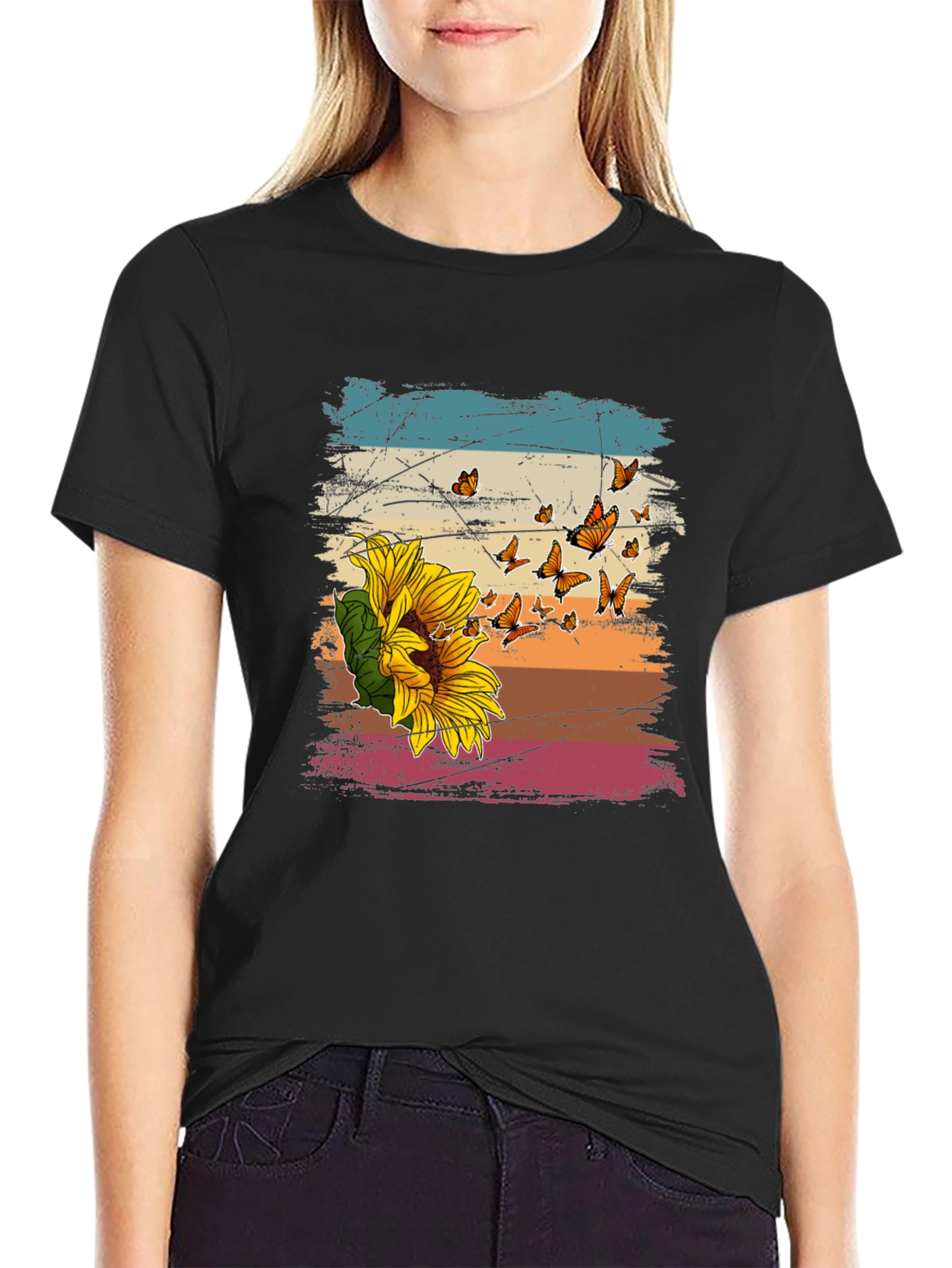 Sunflower Butterfly Graphic Tee