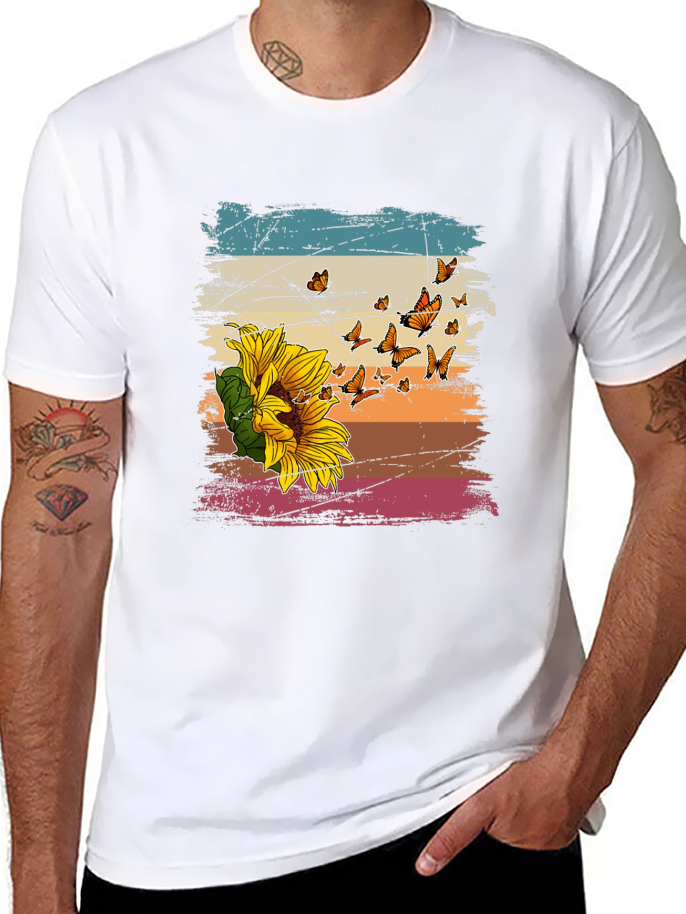 Sunflower Butterfly Graphic Tee
