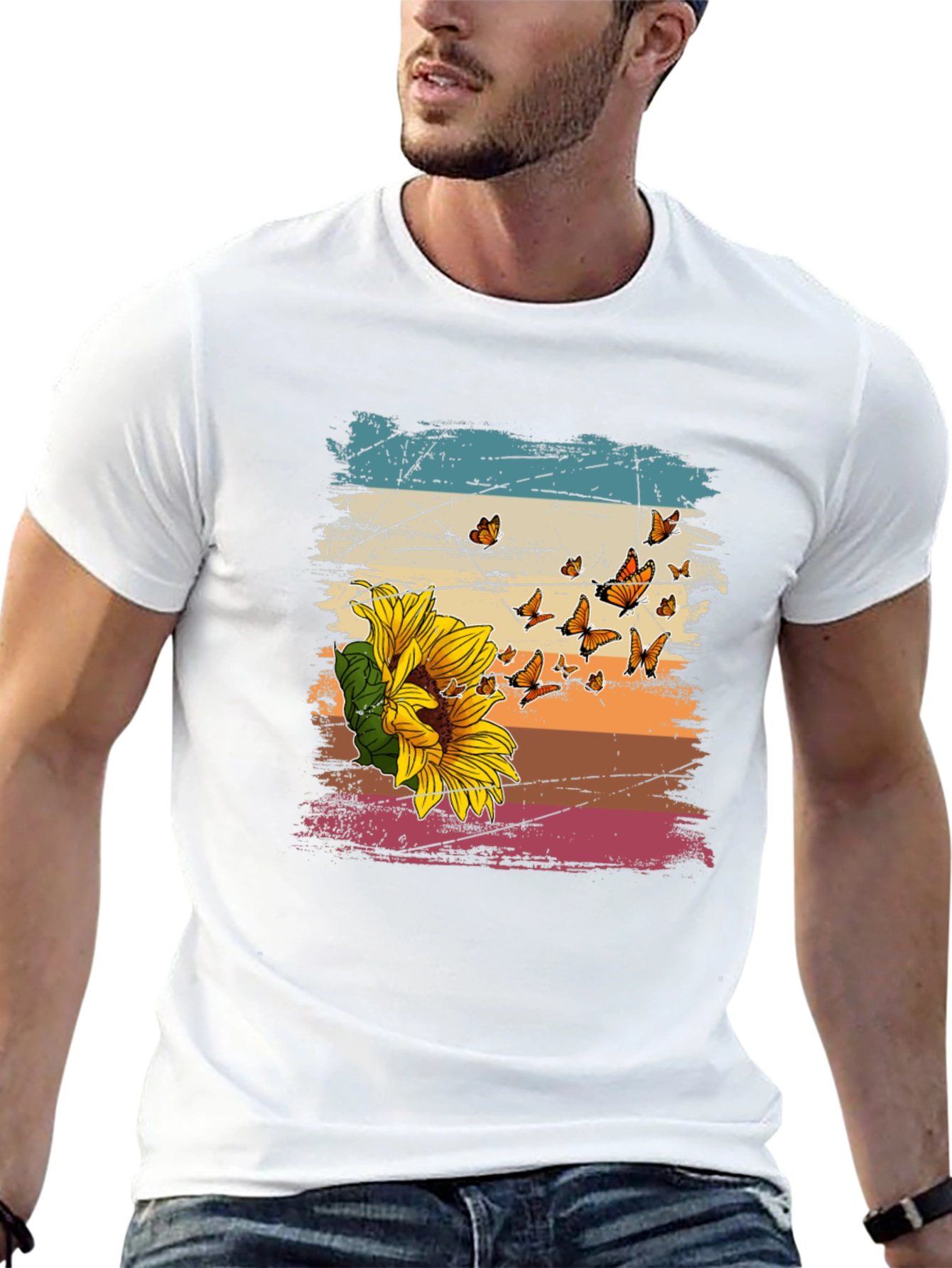 Sunflower Butterfly Graphic Tee