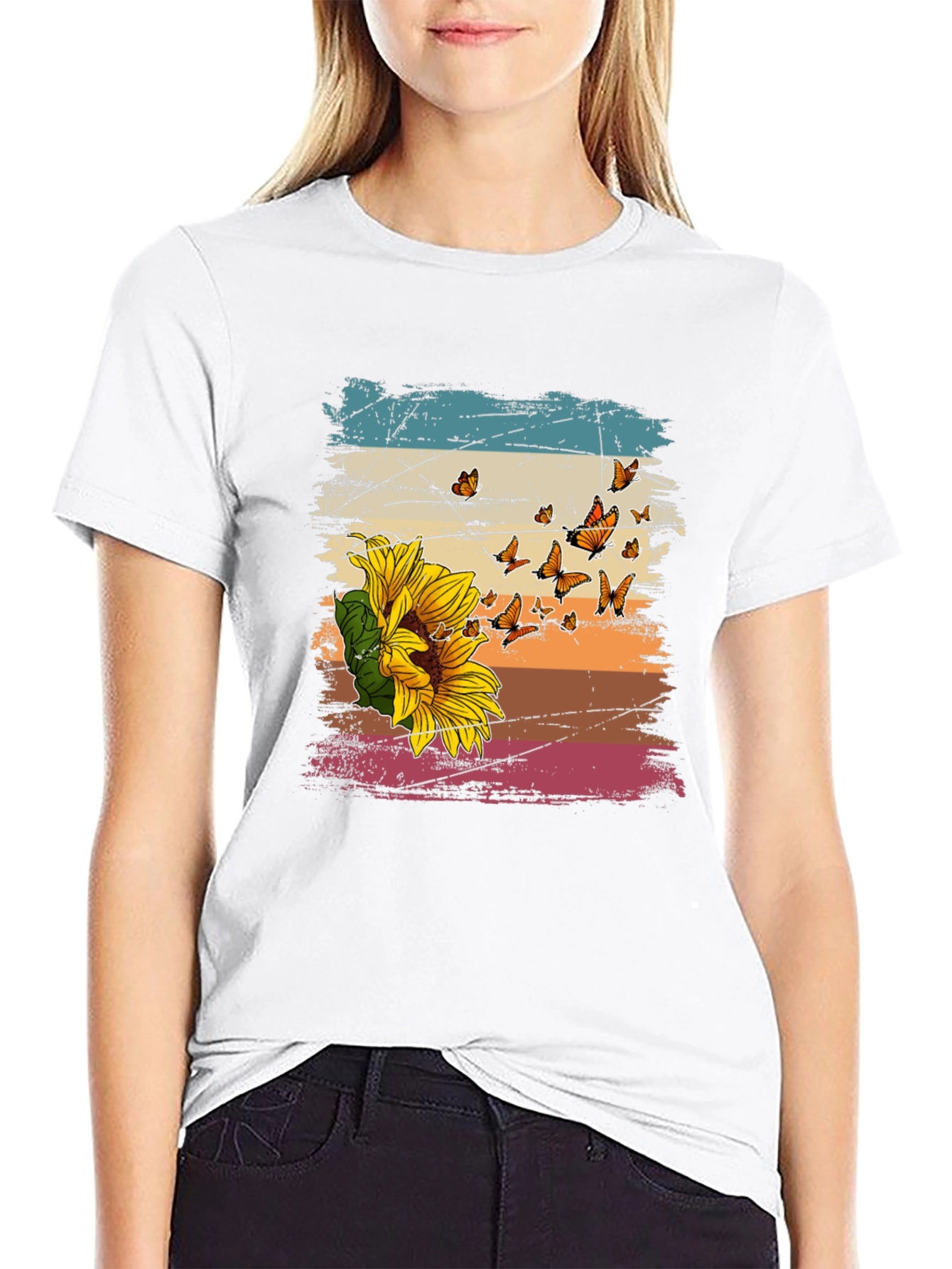 Sunflower Butterfly Graphic Tee