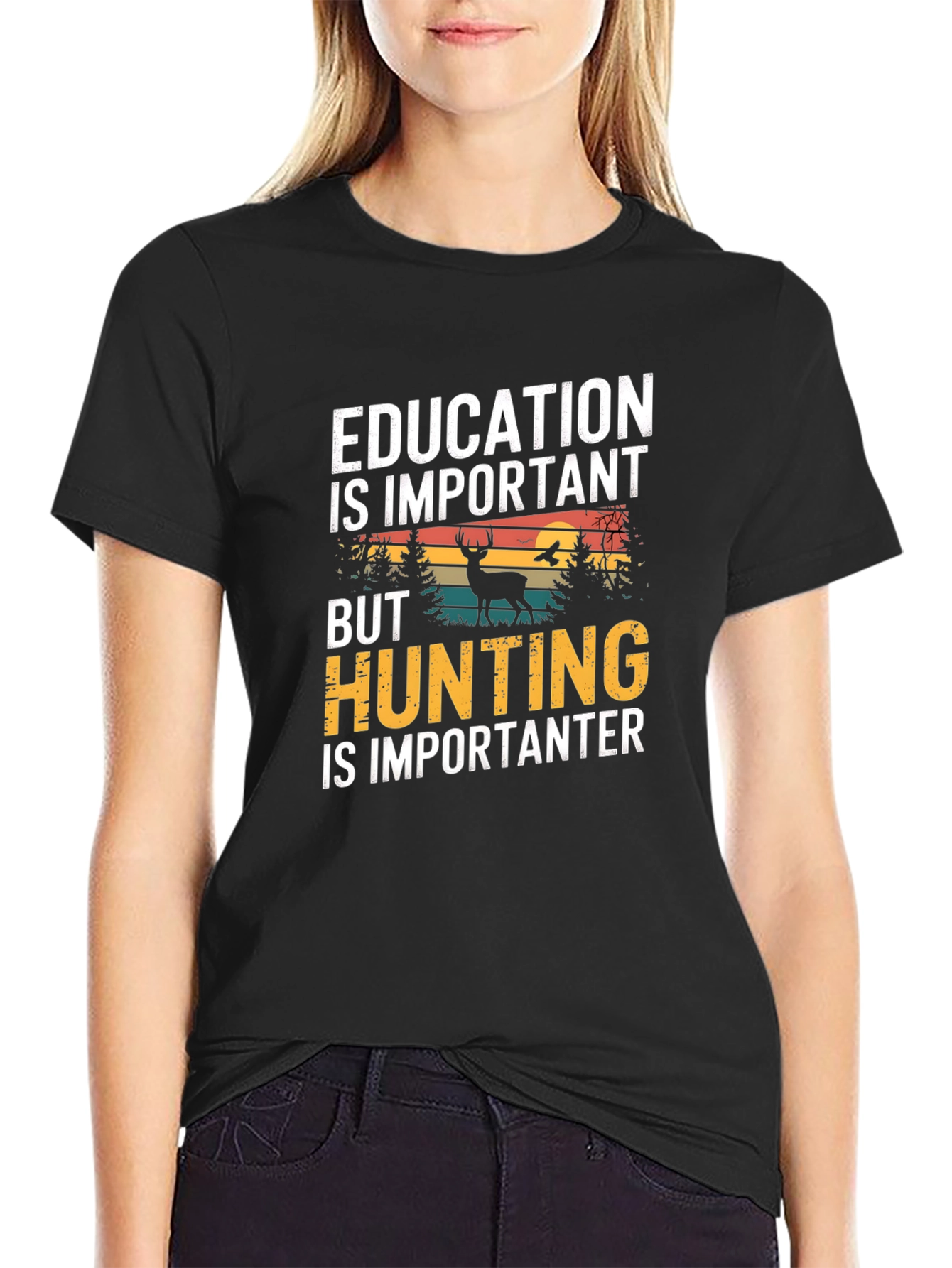 Education vs Hunting Mens T-Shirt