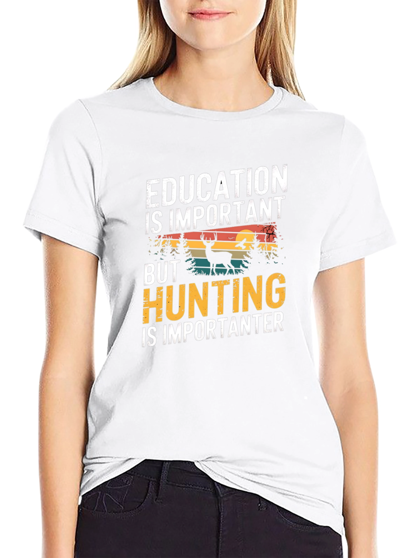 Education vs Hunting Mens T-Shirt