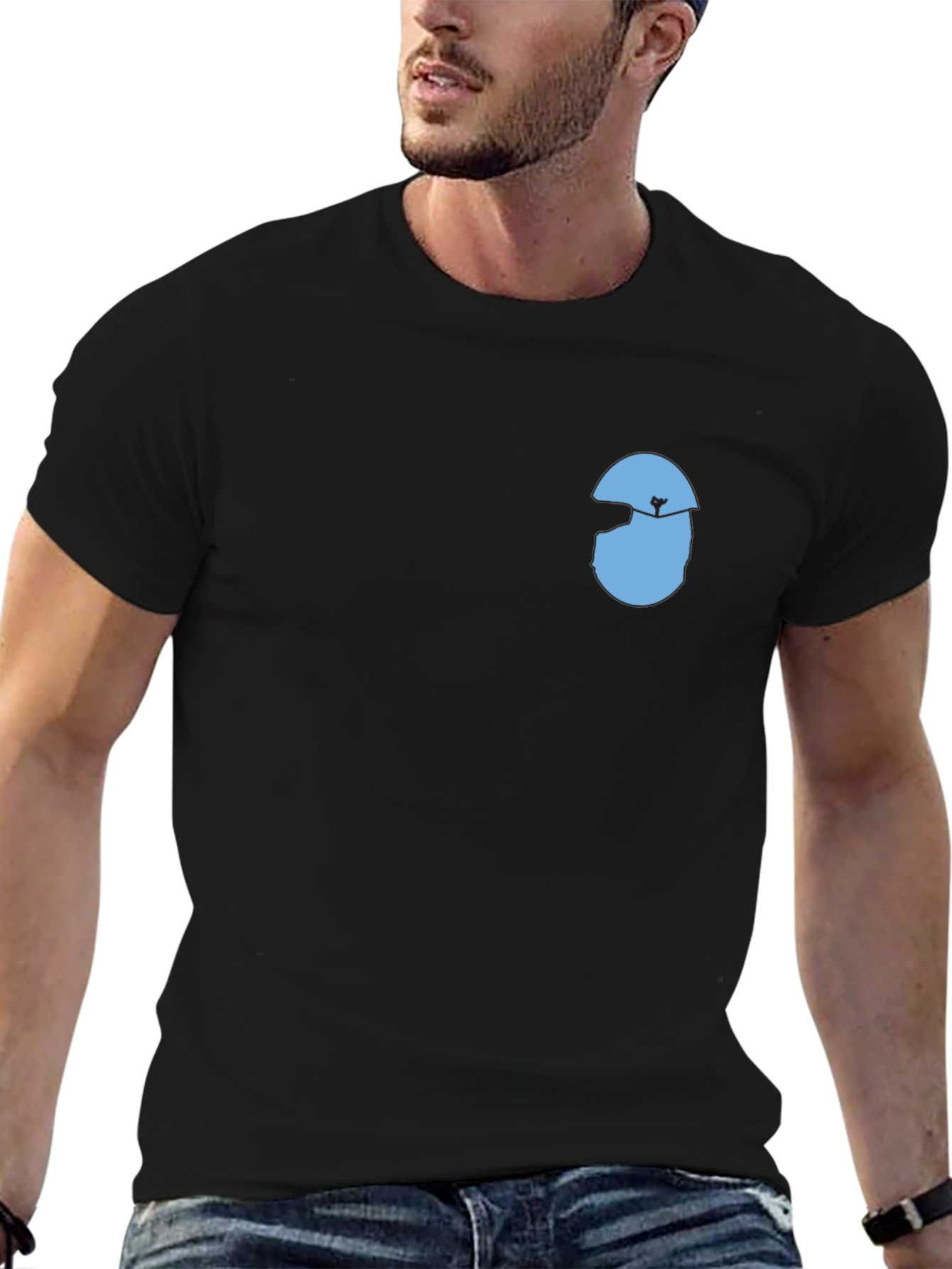 Mens Black T-Shirt with Graphic Design
