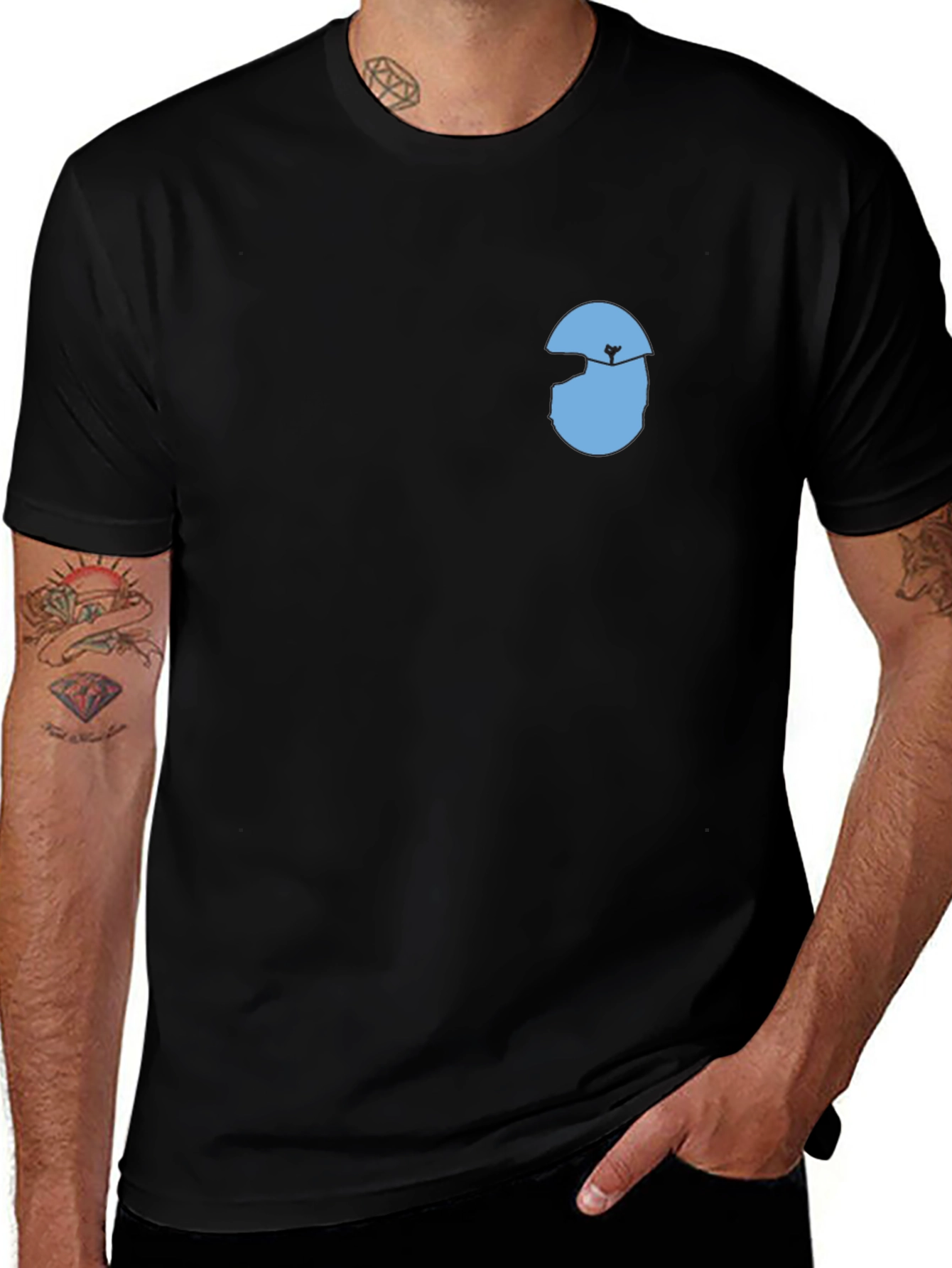 Mens Black T-Shirt with Graphic Design