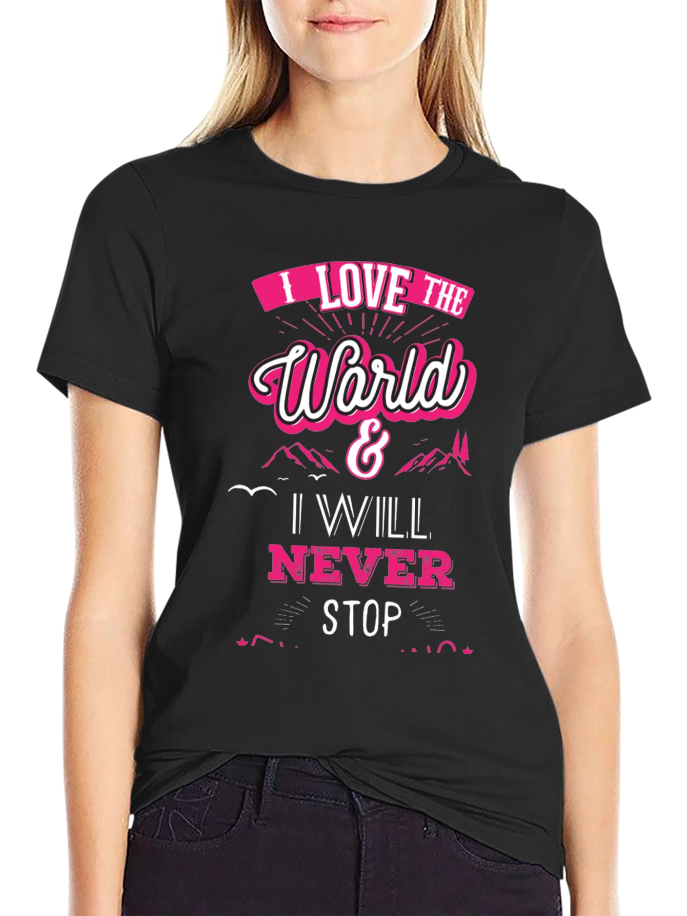 I Love The World Black Graphic Tee