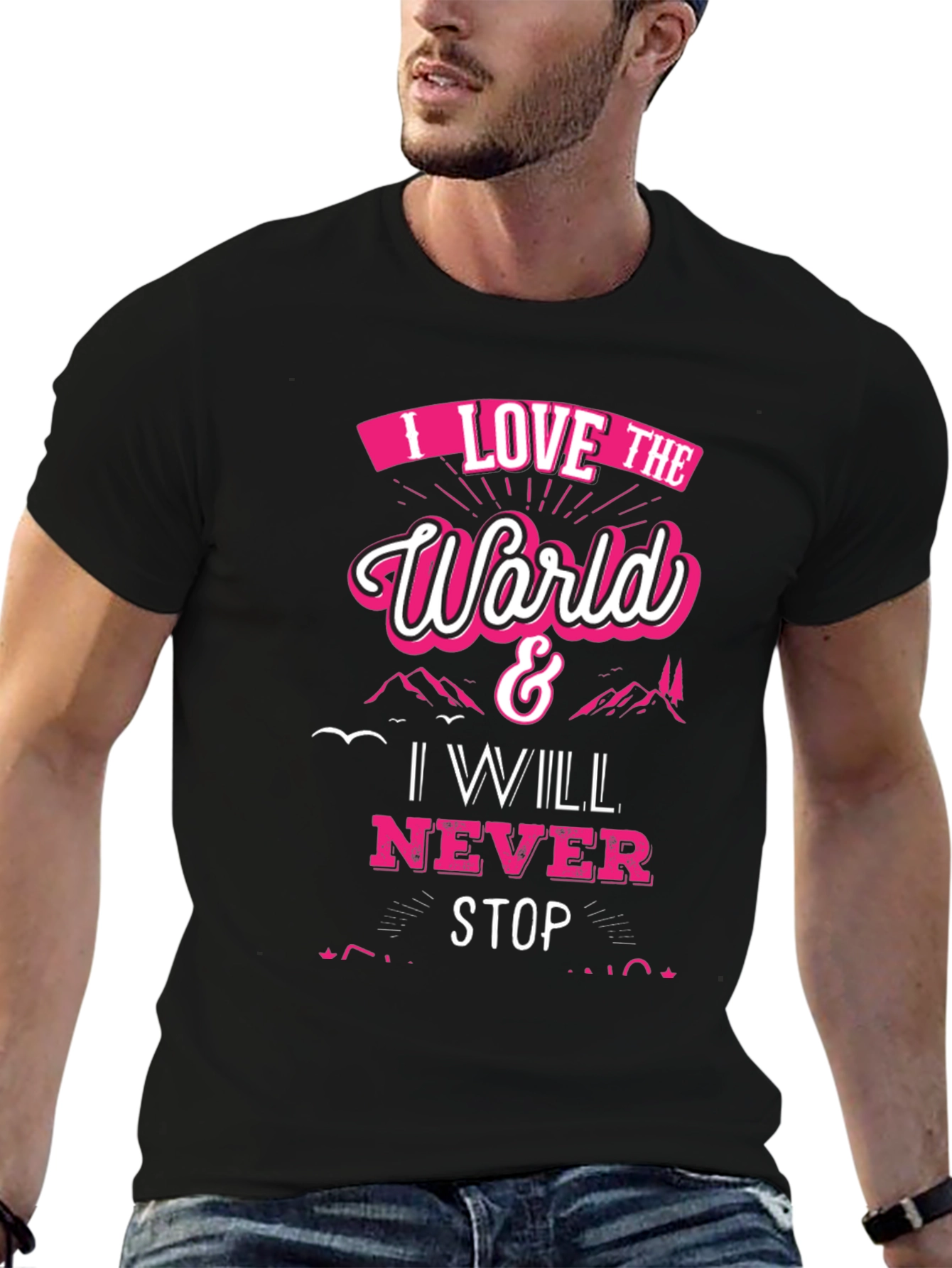 I Love The World Black Graphic Tee