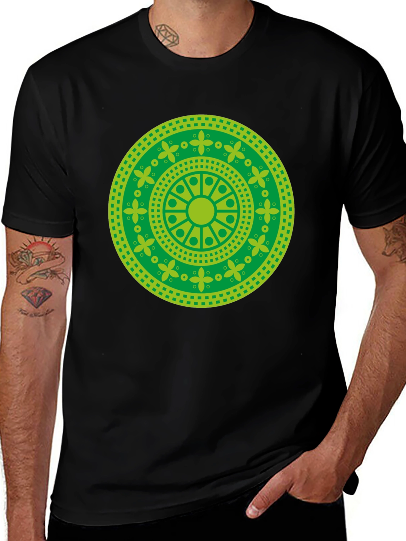 Green Mandala Graphic T-Shirt