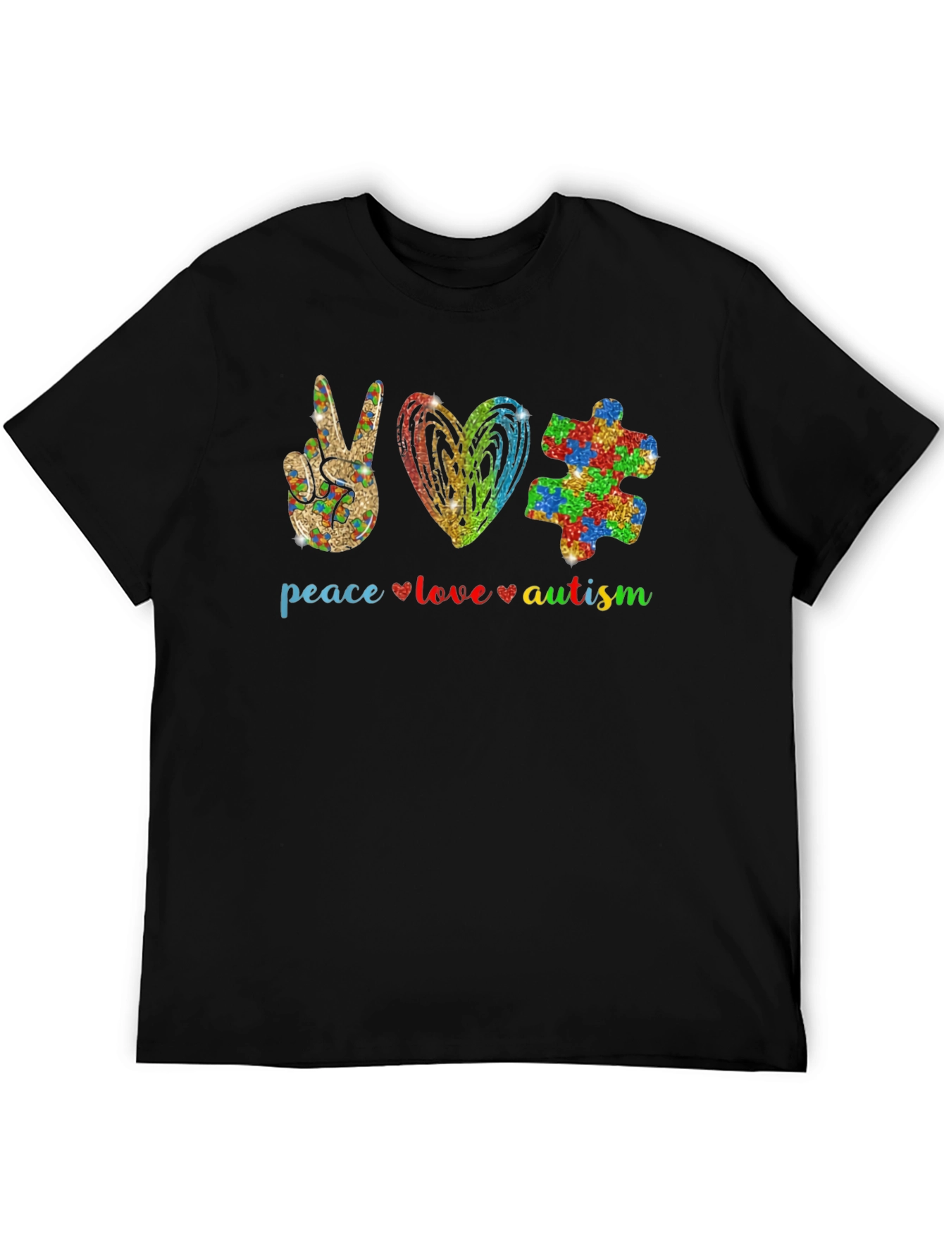 Peace Love Autism Graphic T-Shirt