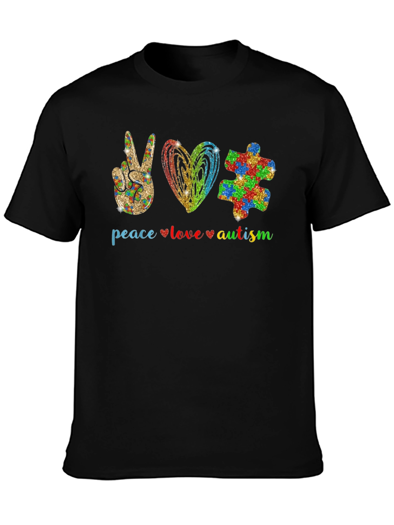 Peace Love Autism Graphic T-Shirt
