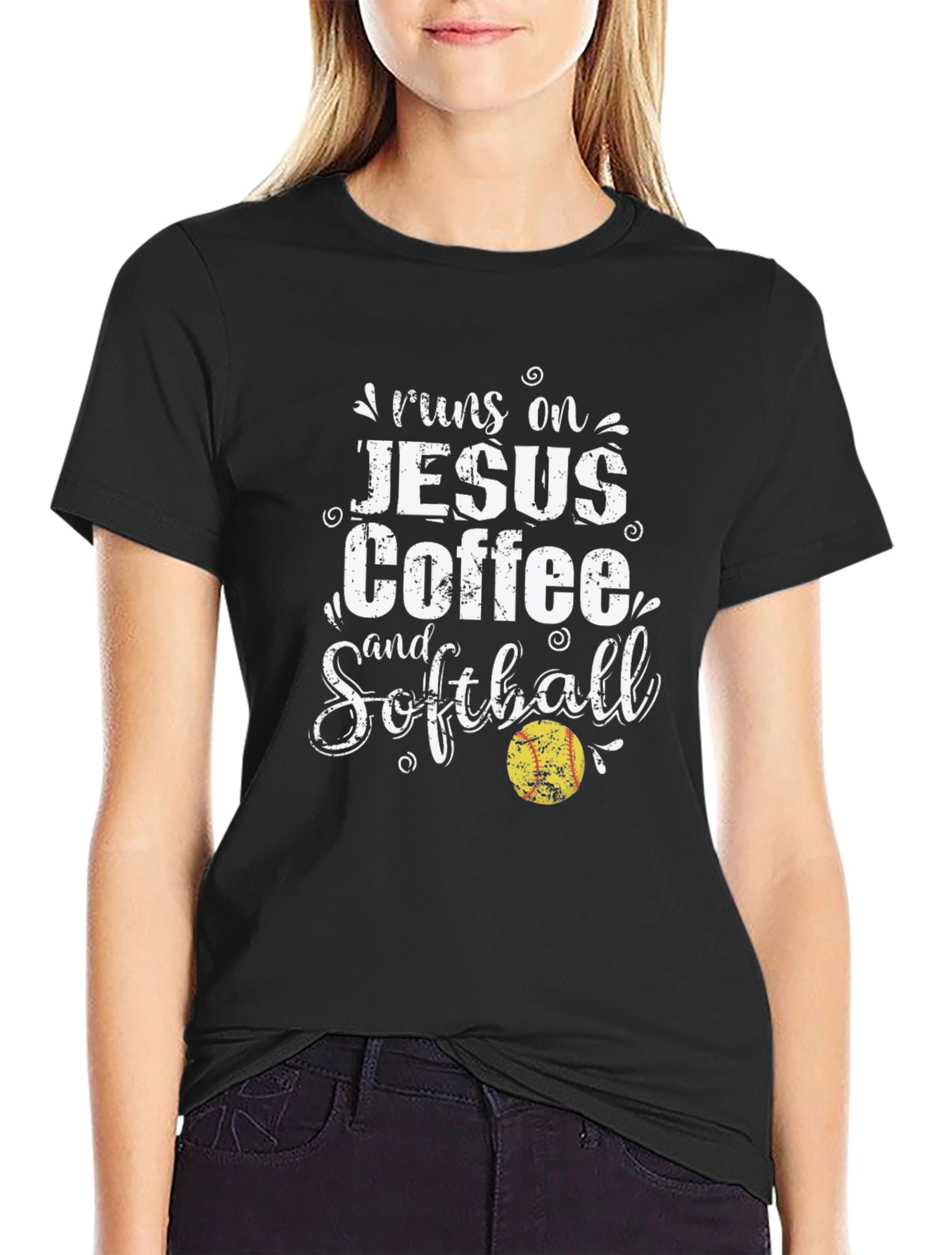 Runs on Jesus Coffee and Softball T-Shirt