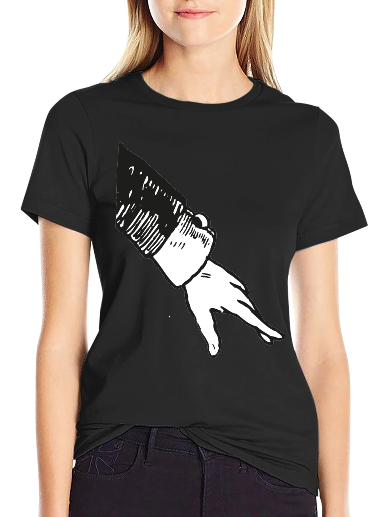 Black T-Shirt with Hand Graphic