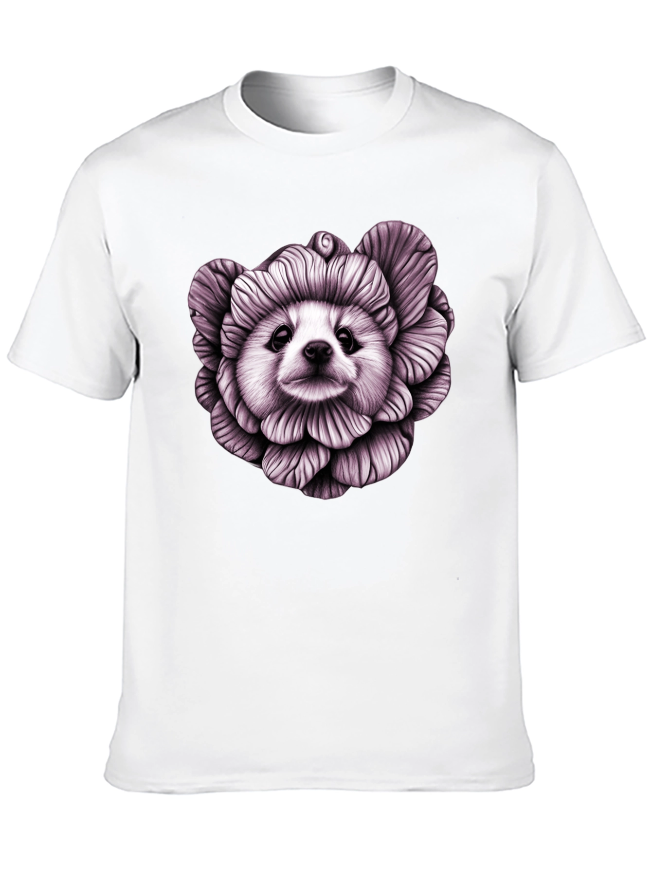 Floral Dog Graphic Black T-Shirt