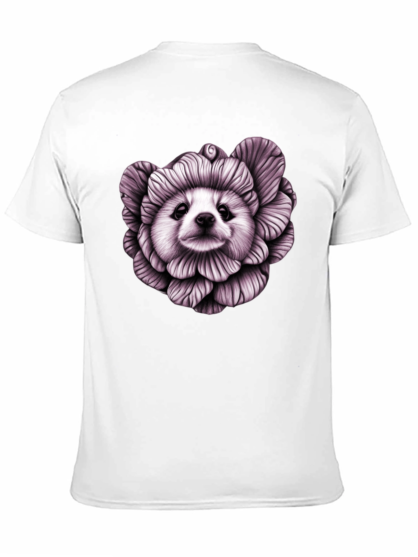 Floral Dog Graphic Black T-Shirt