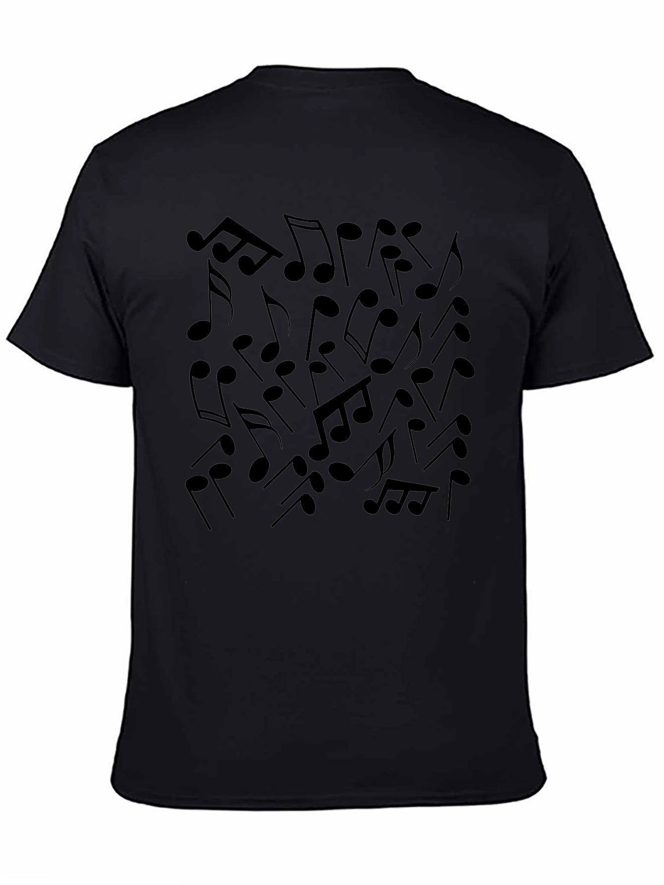 Musical Notes Graphic Tee - Black Cotton Blend