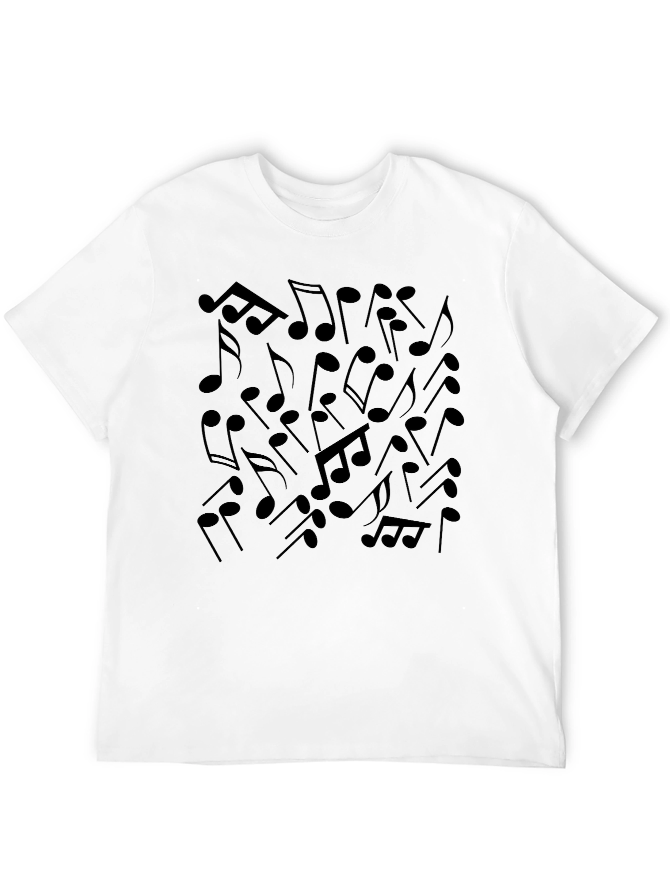 Musical Notes Graphic Tee - Black Cotton Blend