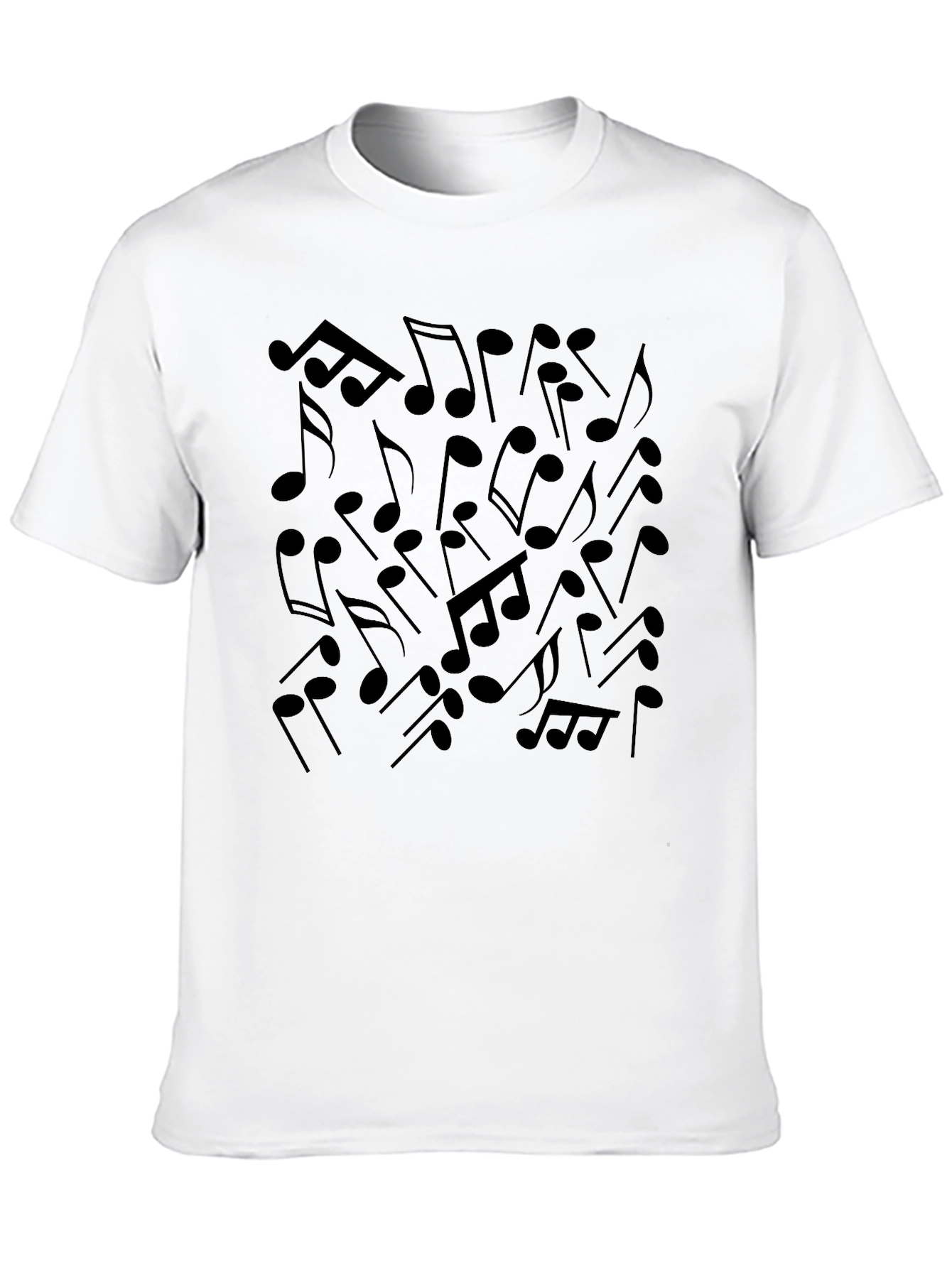 Musical Notes Graphic Tee - Black Cotton Blend